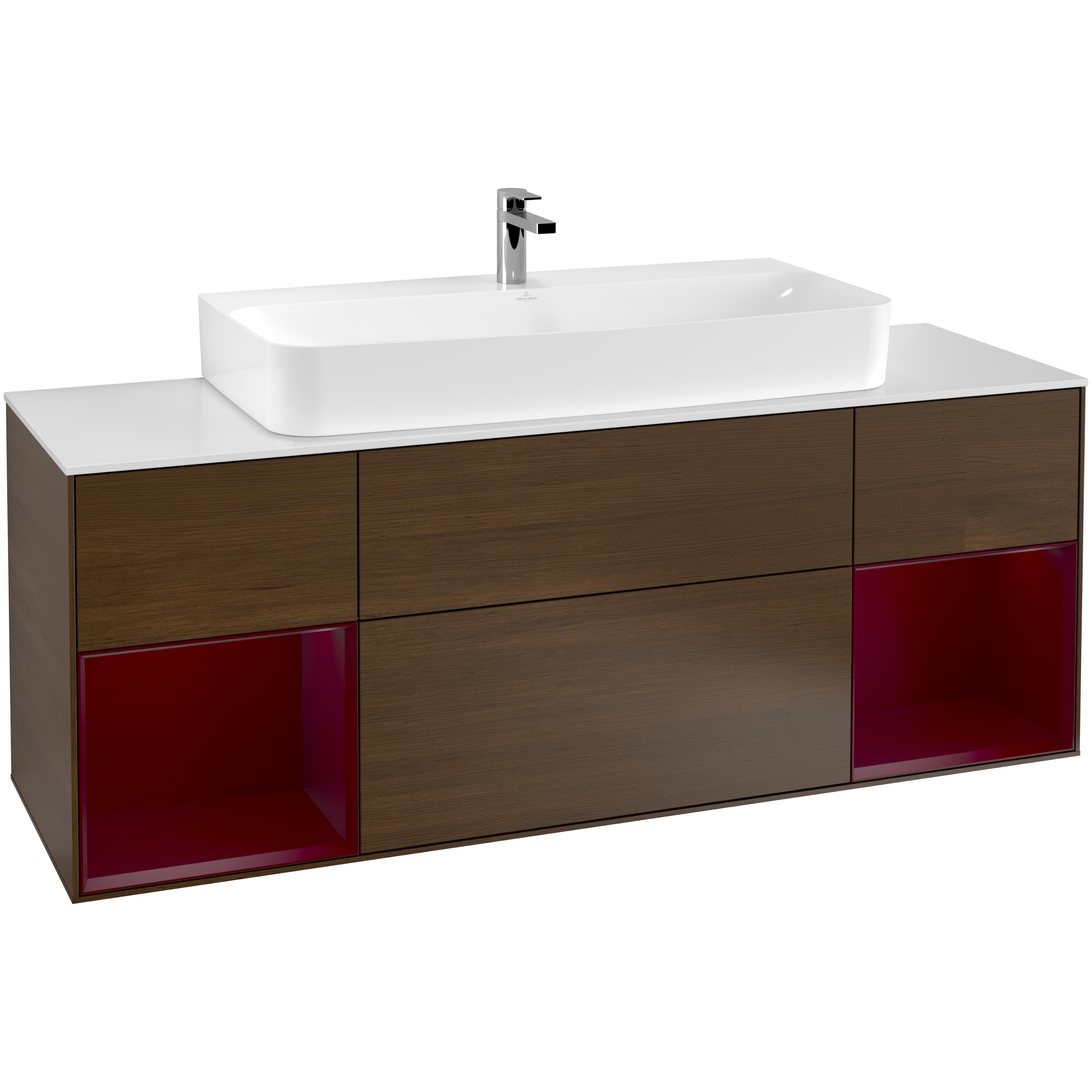 Tvättställsskåp Villeroy & Boch Finion med Två Hyllor och Bänkskiva för Centrerat Tvättställ | badrum - badrumsmobler - tvattstallsskap-och-kommod | KakelKungen