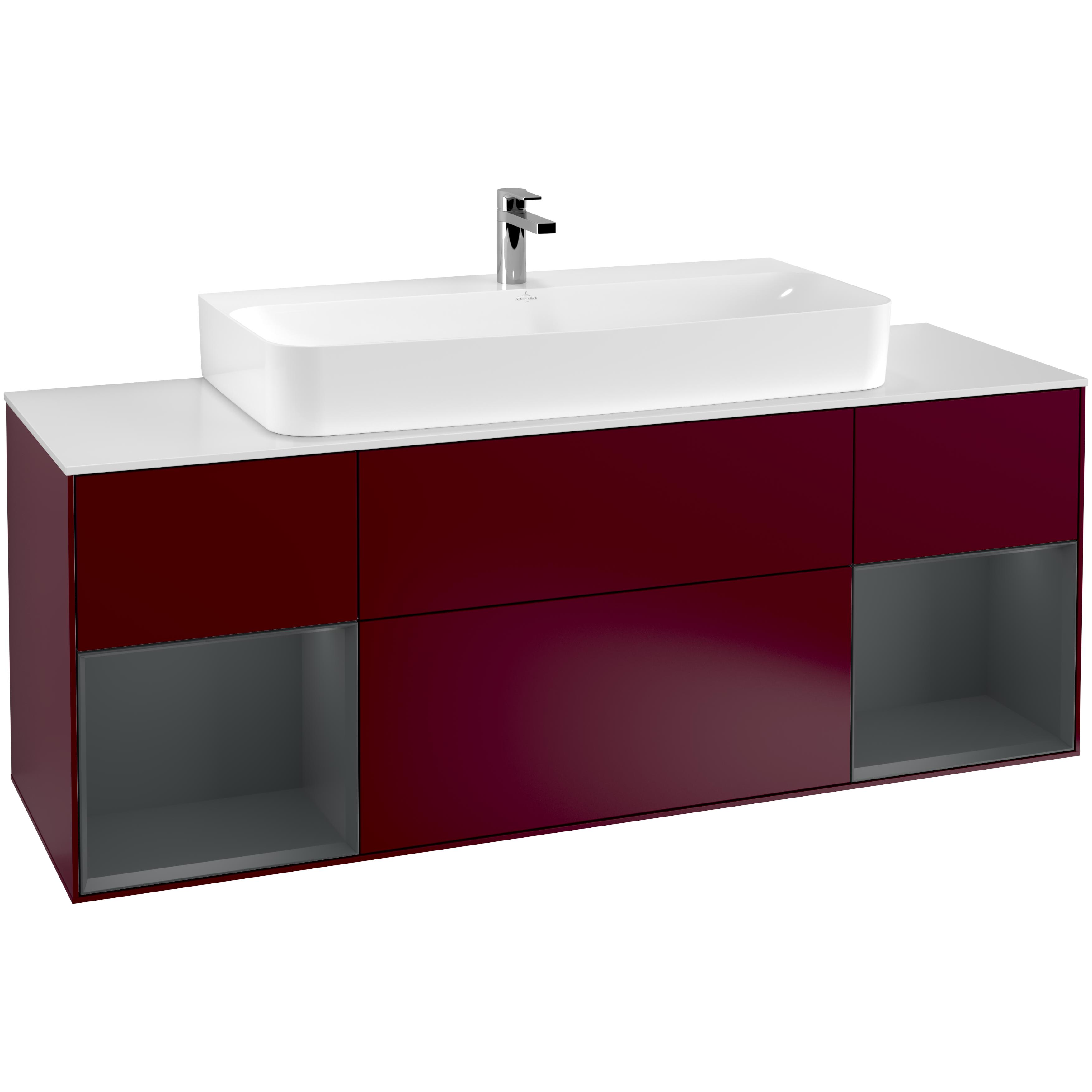 Tvättställsskåp Villeroy & Boch Finion med Två Hyllor och Bänkskiva för Centrerat Tvättställ | badrum - badrumsmobler - tvattstallsskap-och-kommod | KakelKungen