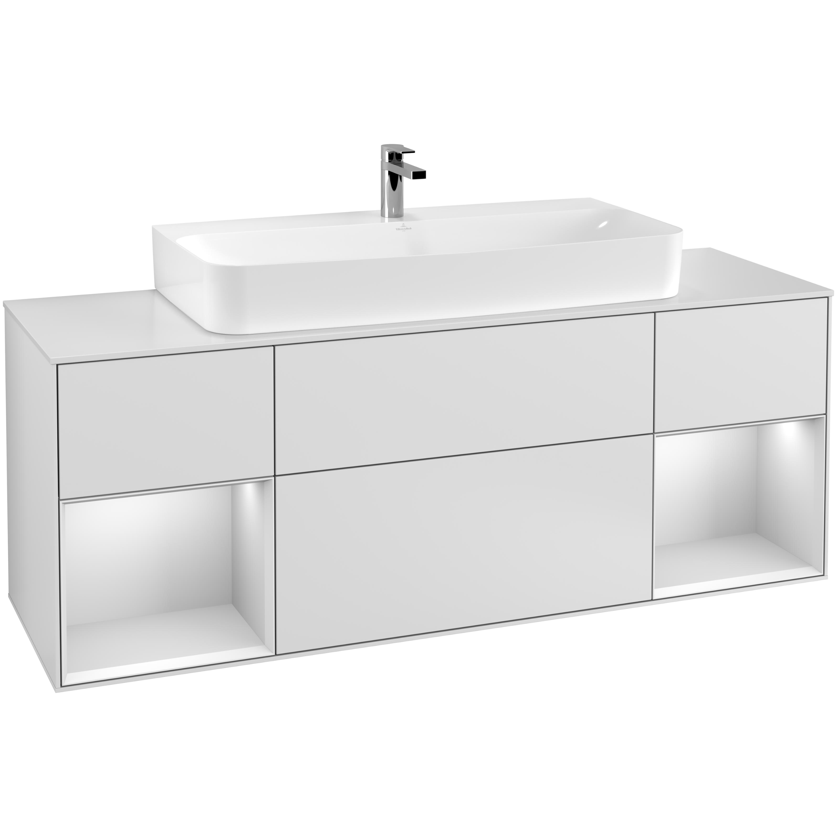 Tvättställsskåp Villeroy & Boch Finion med Två Hyllor och Bänkskiva för Centrerat Tvättställ | badrum - badrumsmobler - tvattstallsskap-och-kommod | KakelKungen