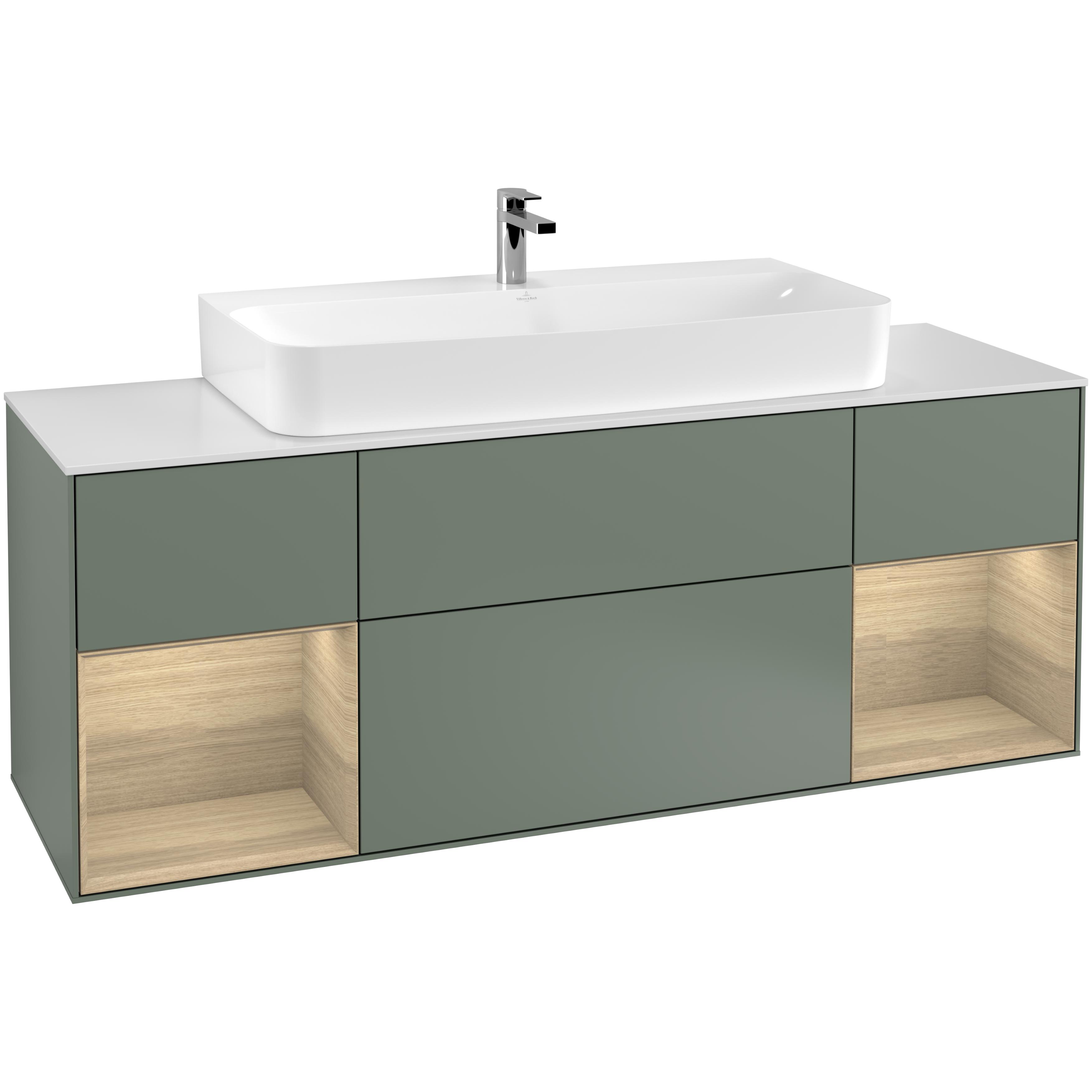 Tvättställsskåp Villeroy & Boch Finion med Två Hyllor och Bänkskiva för Centrerat Tvättställ | badrum - badrumsmobler - tvattstallsskap-och-kommod | KakelKungen