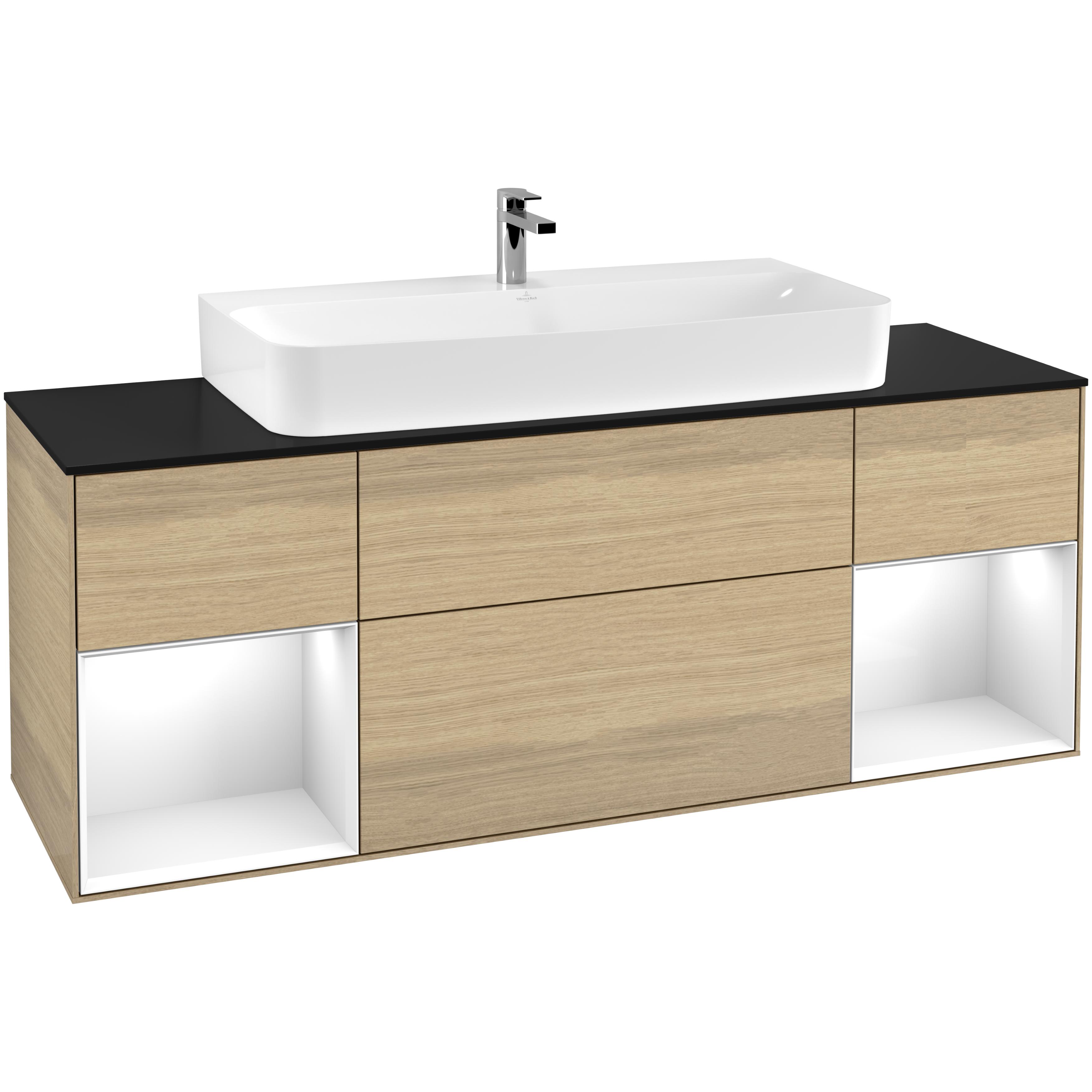 Tvättställsskåp Villeroy & Boch Finion med Två Hyllor och Bänkskiva för Centrerat Tvättställ | badrum - badrumsmobler - tvattstallsskap-och-kommod | KakelKungen