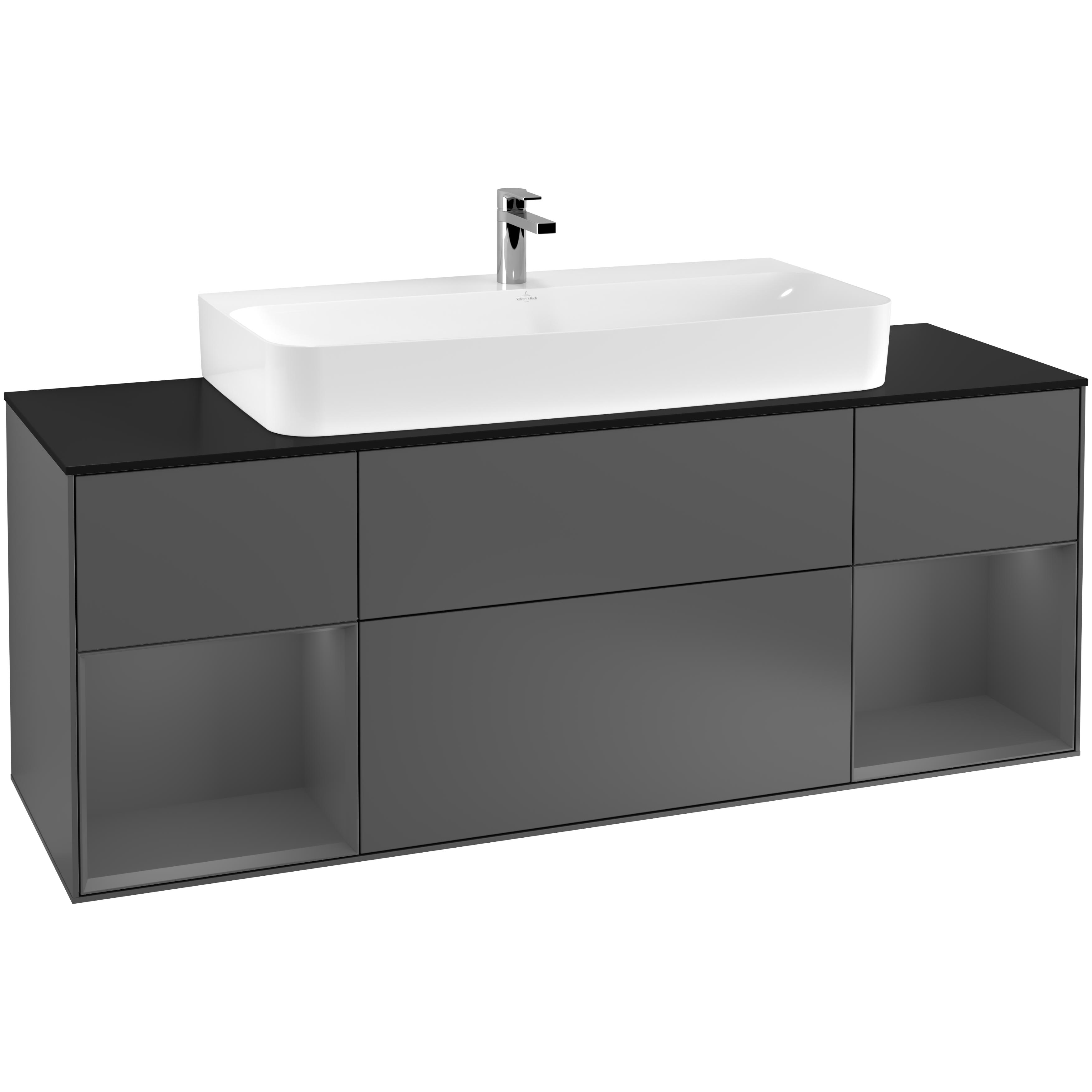 Tvättställsskåp Villeroy & Boch Finion med Två Hyllor och Bänkskiva för Centrerat Tvättställ | badrum - badrumsmobler - tvattstallsskap-och-kommod | KakelKungen