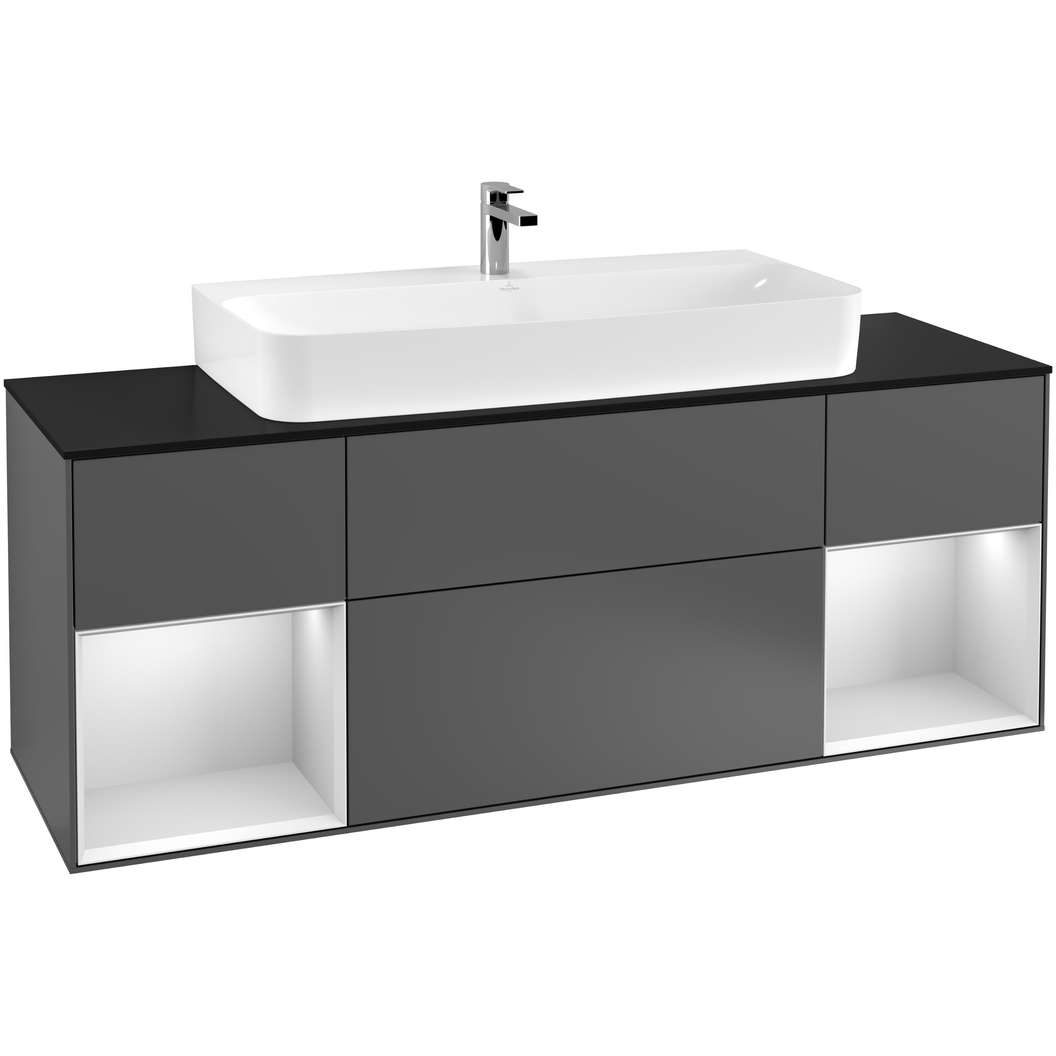 Tvättställsskåp Villeroy & Boch Finion med Två Hyllor och Bänkskiva för Centrerat Tvättställ | badrum - badrumsmobler - tvattstallsskap-och-kommod | KakelKungen