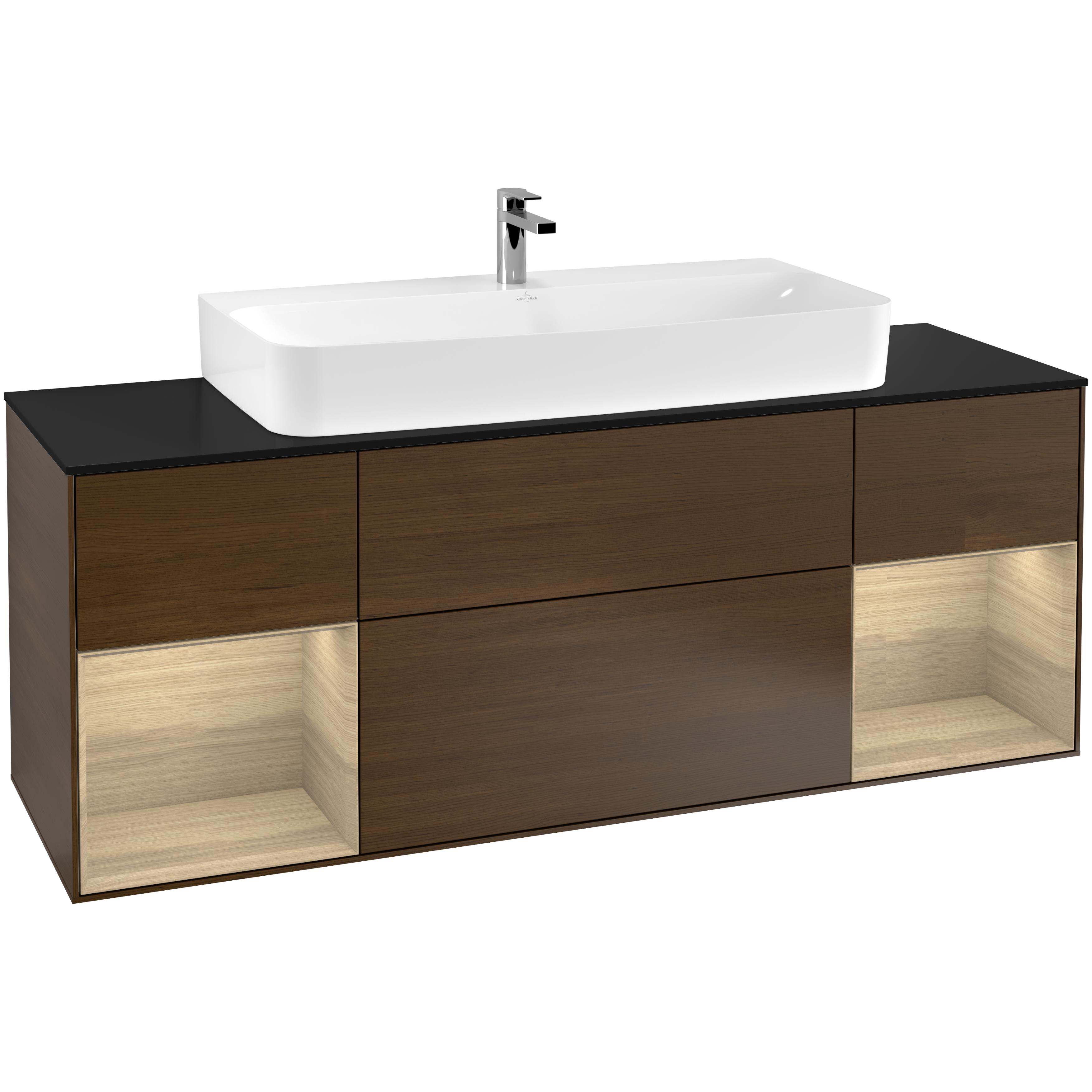 Tvättställsskåp Villeroy & Boch Finion med Två Hyllor och Bänkskiva för Centrerat Tvättställ | badrum - badrumsmobler - tvattstallsskap-och-kommod | KakelKungen