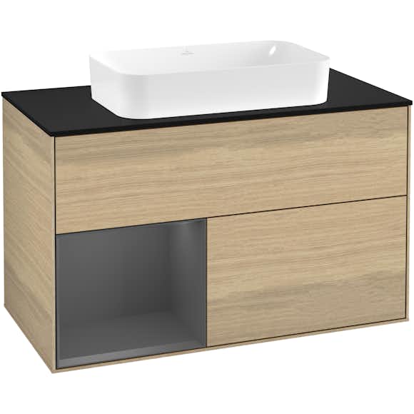 tvättställsskåp villeroy & boch finion med 2 lådor hylla och bänkskiva för fristående tvättställ