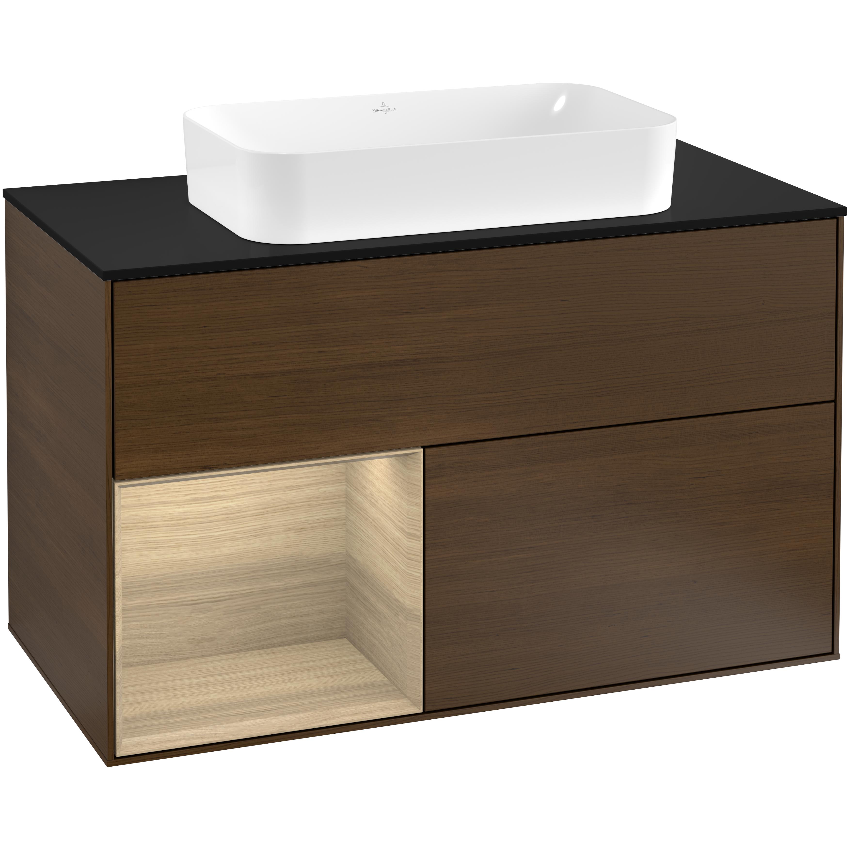 tvättställsskåp villeroy & boch finion med 2 lådor hylla och bänkskiva för fristående tvättställ