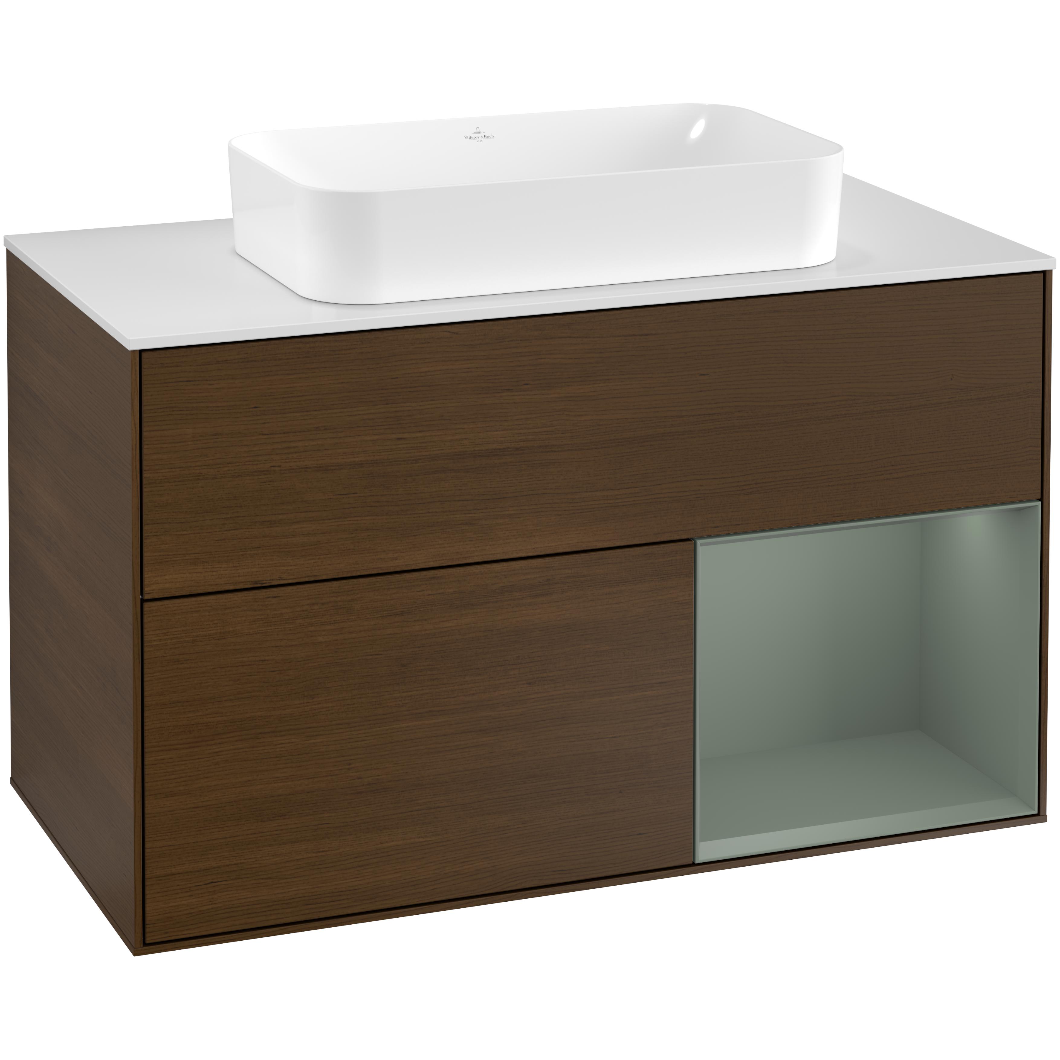 tvättställsskåp villeroy & boch finion med 2 lådor hylla och bänkskiva för fristående tvättställ