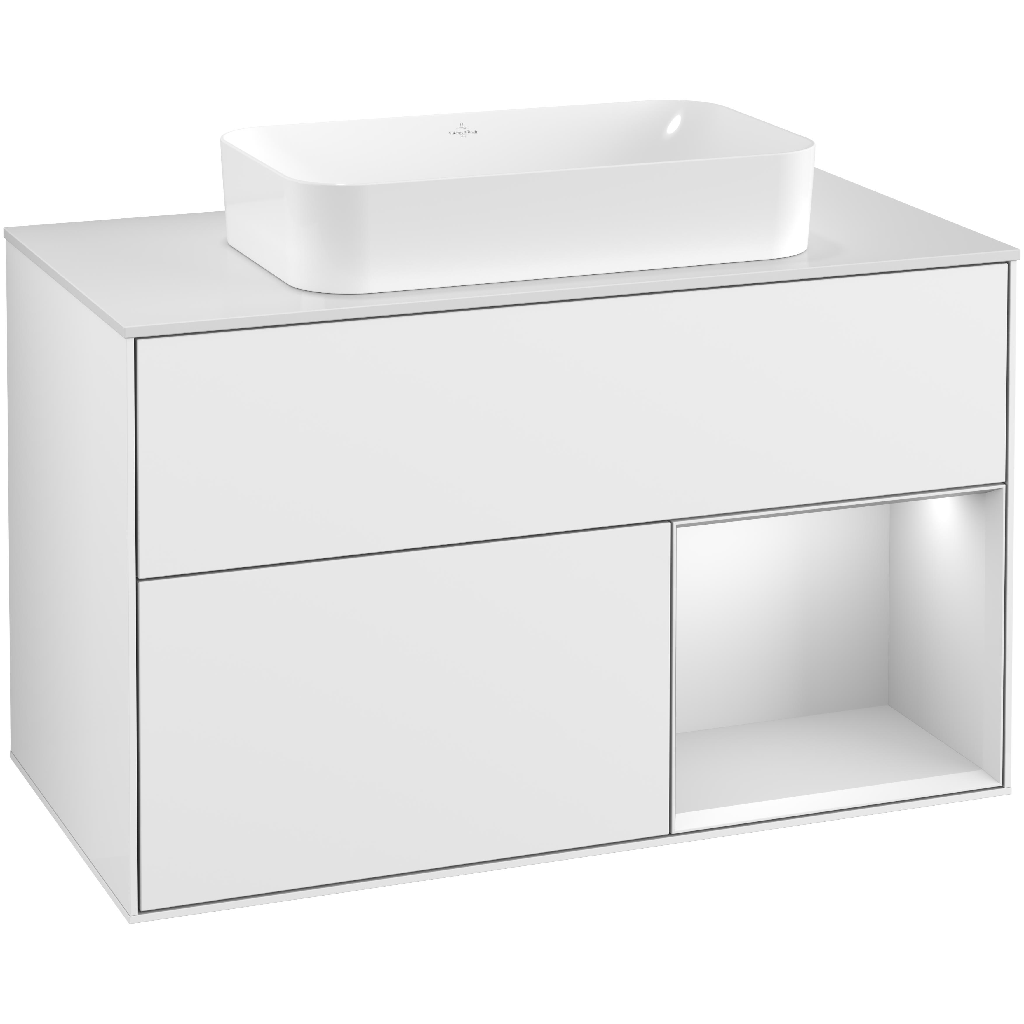 Tvättställsskåp Villeroy & Boch Finion med 2 Lådor Hylla och Bänkskiva för Fristående Tvättställ | badrum - badrumsmobler - tvattstallsskap-och-kommod | KakelKungen