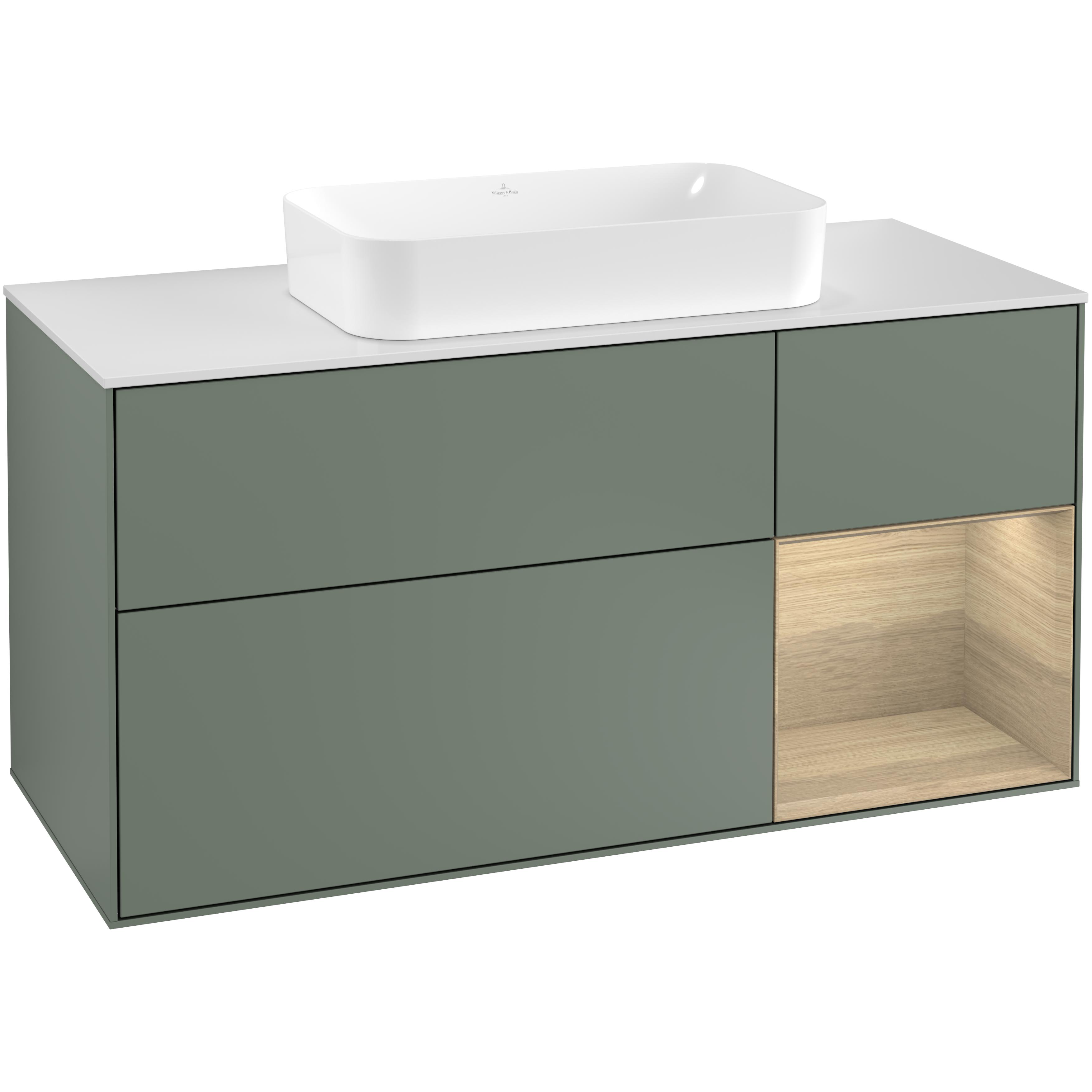 tvättställsskåp villeroy & boch finion med 3 lådor hylla och bänkskiva för fristående tvättställ