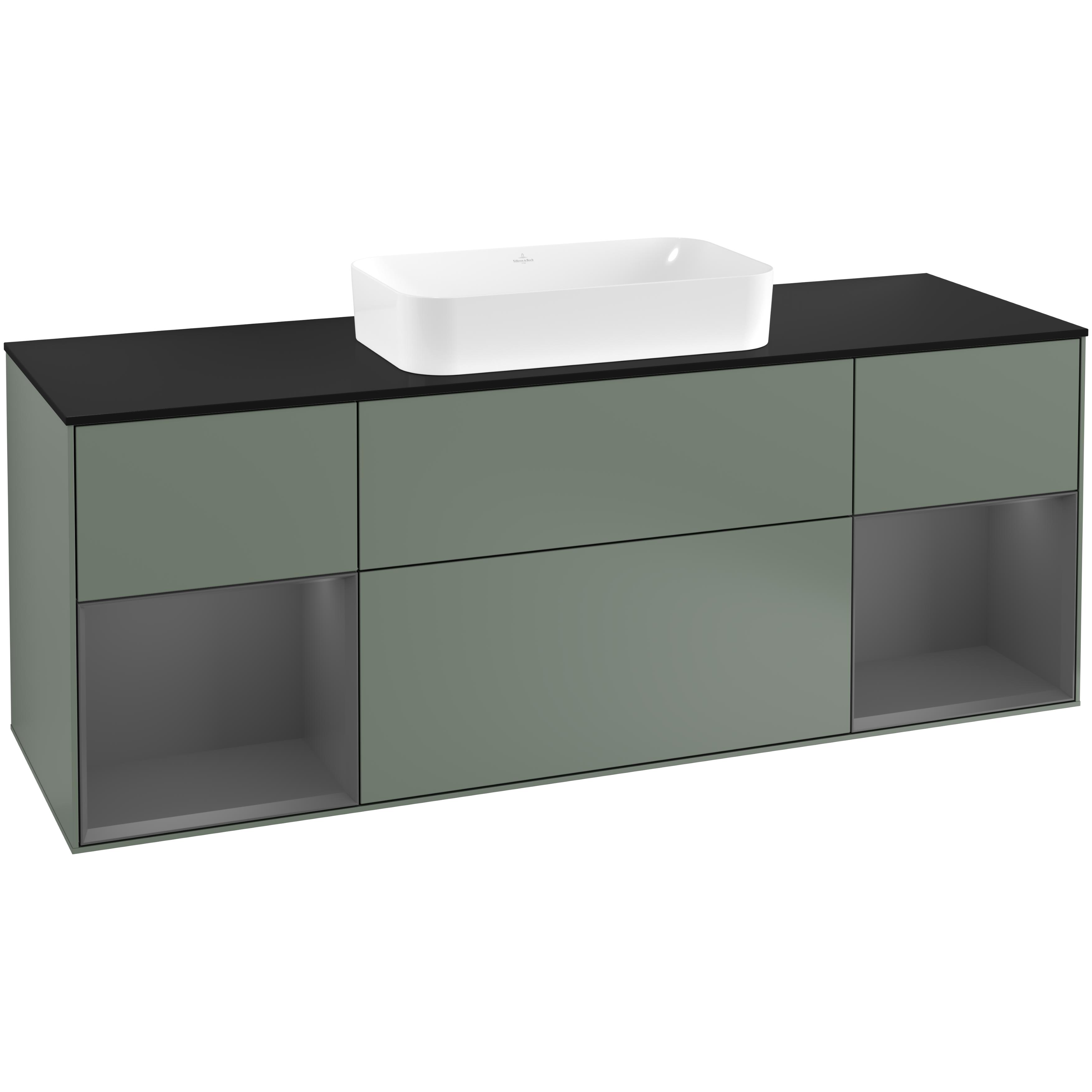 tvättställsskåp villeroy & boch finion med två hyllor och bänkskiva för fristående tvättställ