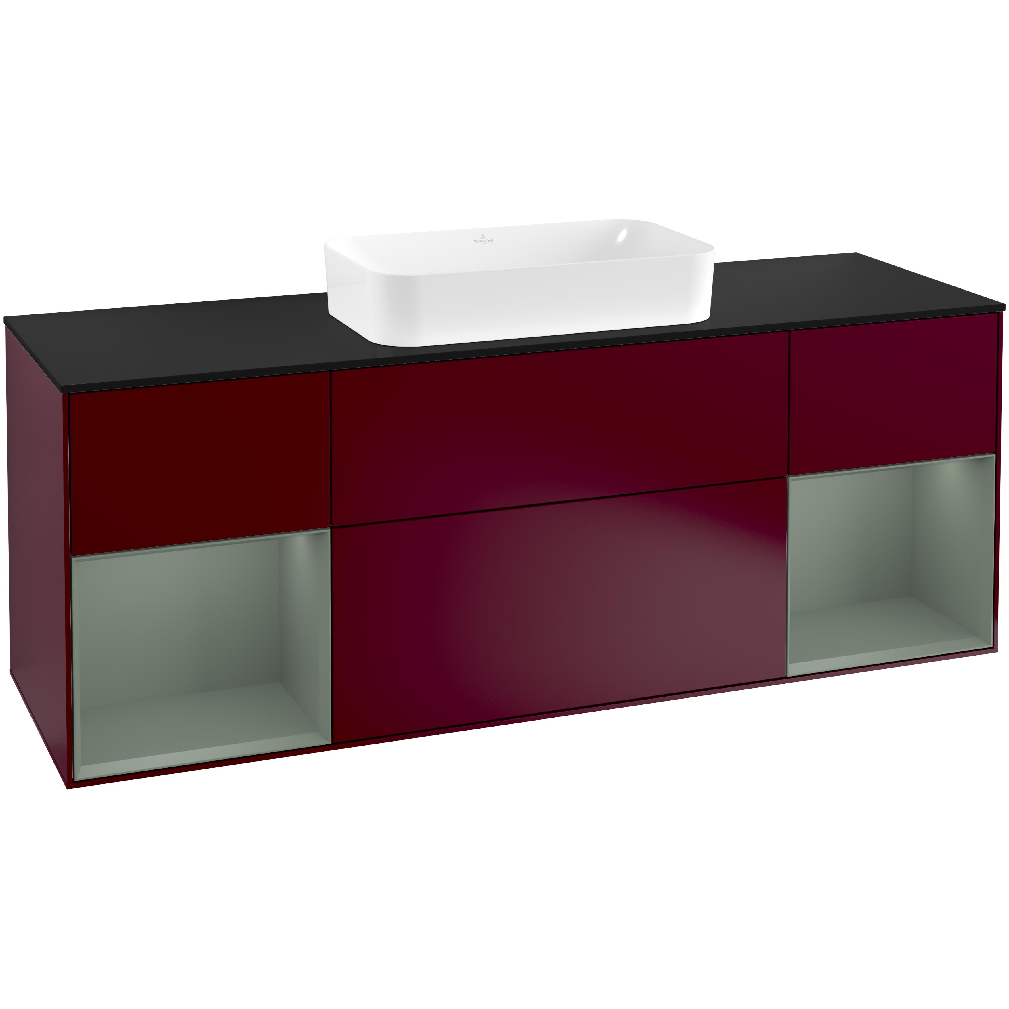 tvättställsskåp villeroy & boch finion med två hyllor och bänkskiva för fristående tvättställ