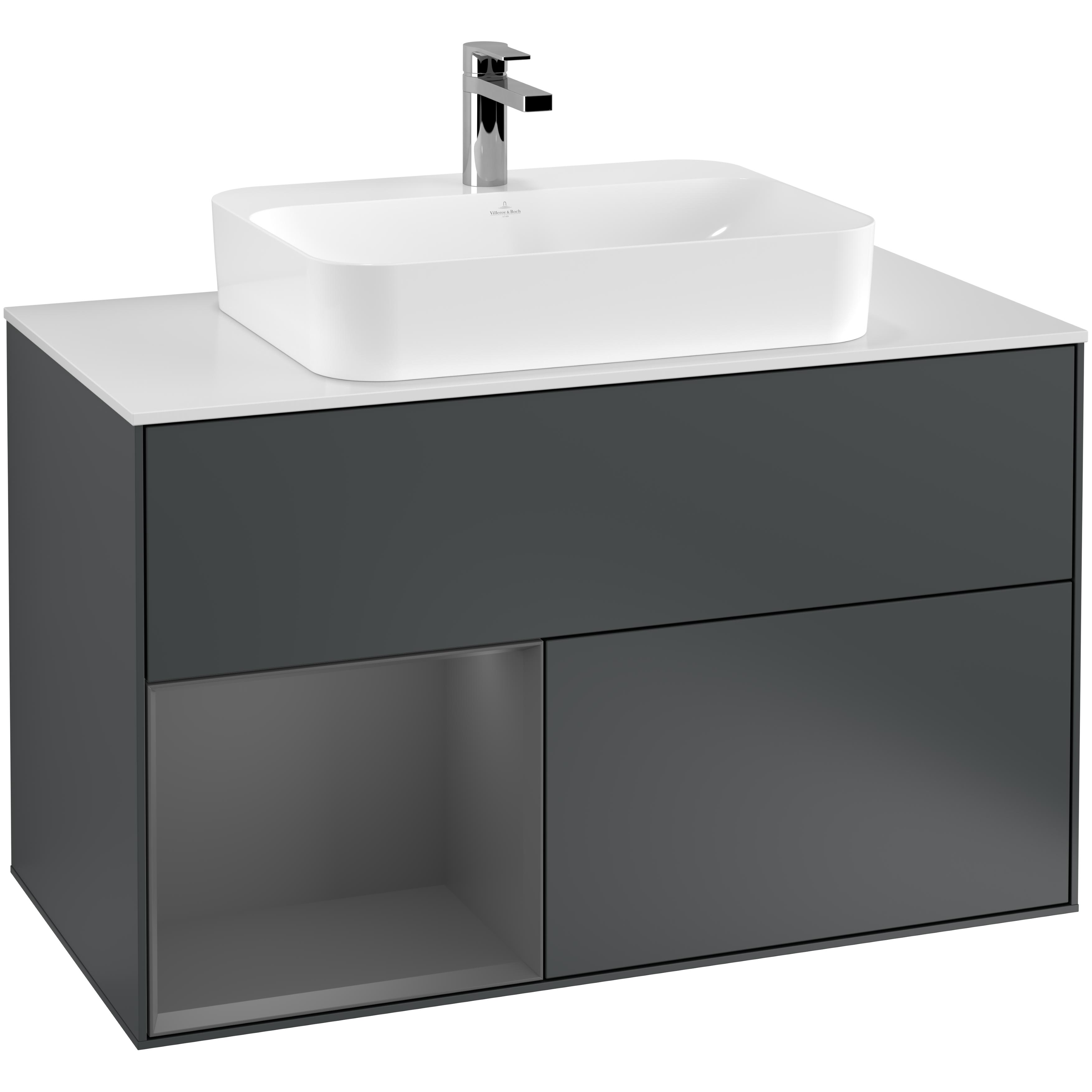 Tvättställsskåp Villeroy & Boch Finion med 2 Lådor Hylla och Bänkskiva för Ytmonterat Tvättställ | badrum - badrumsmobler - tvattstallsskap-och-kommod | KakelKungen