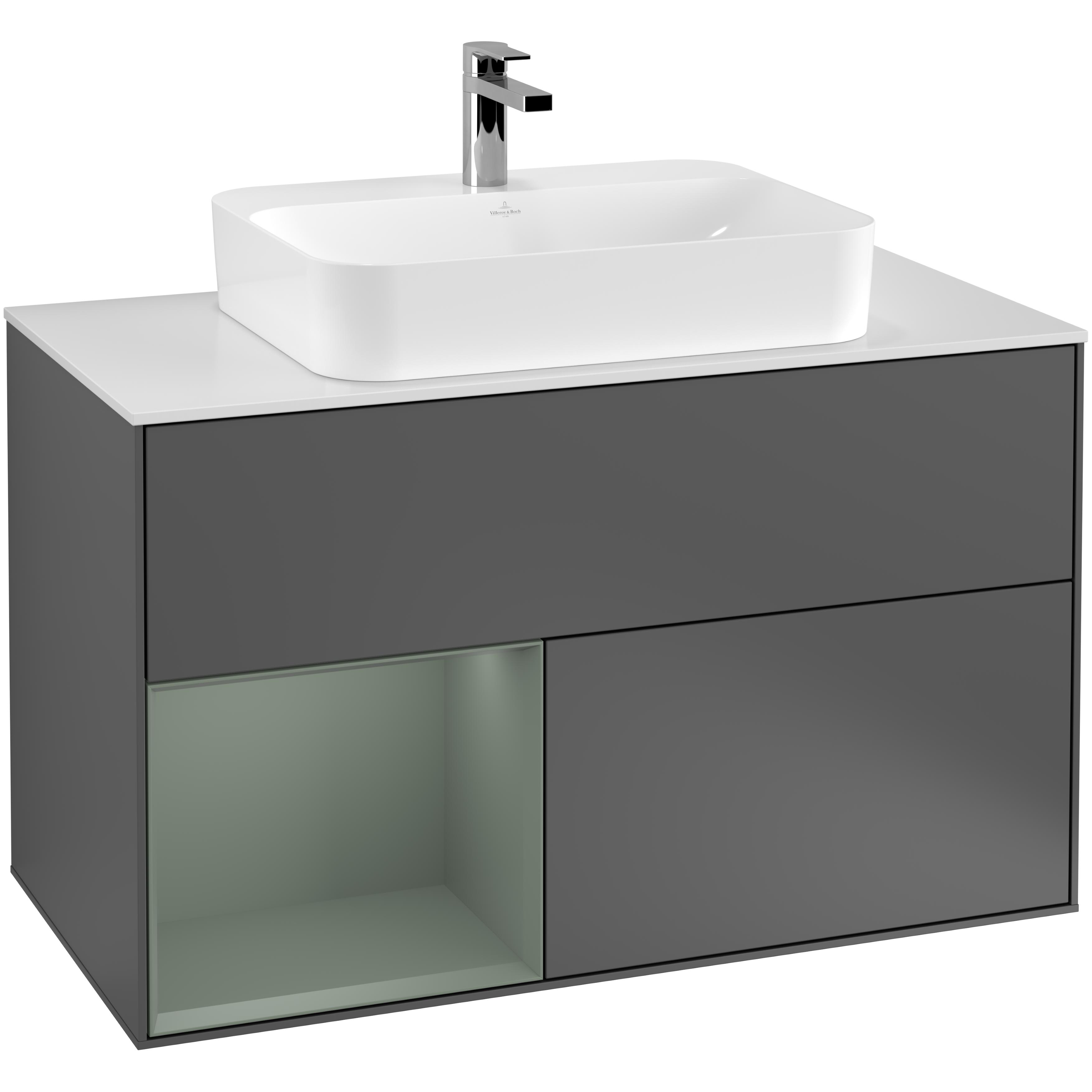 Tvättställsskåp Villeroy & Boch Finion med 2 Lådor Hylla och Bänkskiva för Ytmonterat Tvättställ | badrum - badrumsmobler - tvattstallsskap-och-kommod | KakelKungen