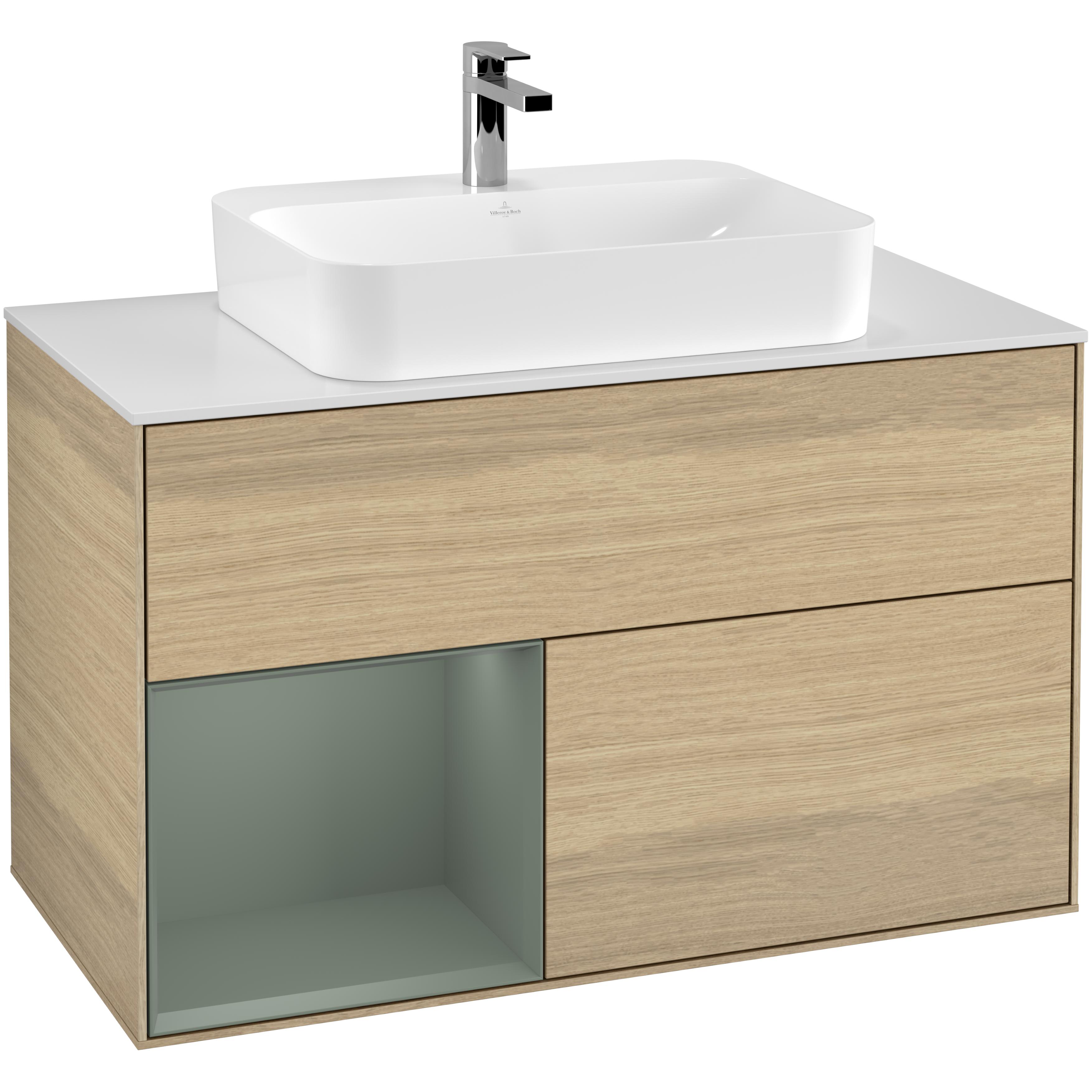 Tvättställsskåp Villeroy & Boch Finion med 2 Lådor Hylla och Bänkskiva för Ytmonterat Tvättställ | badrum - badrumsmobler - tvattstallsskap-och-kommod | KakelKungen