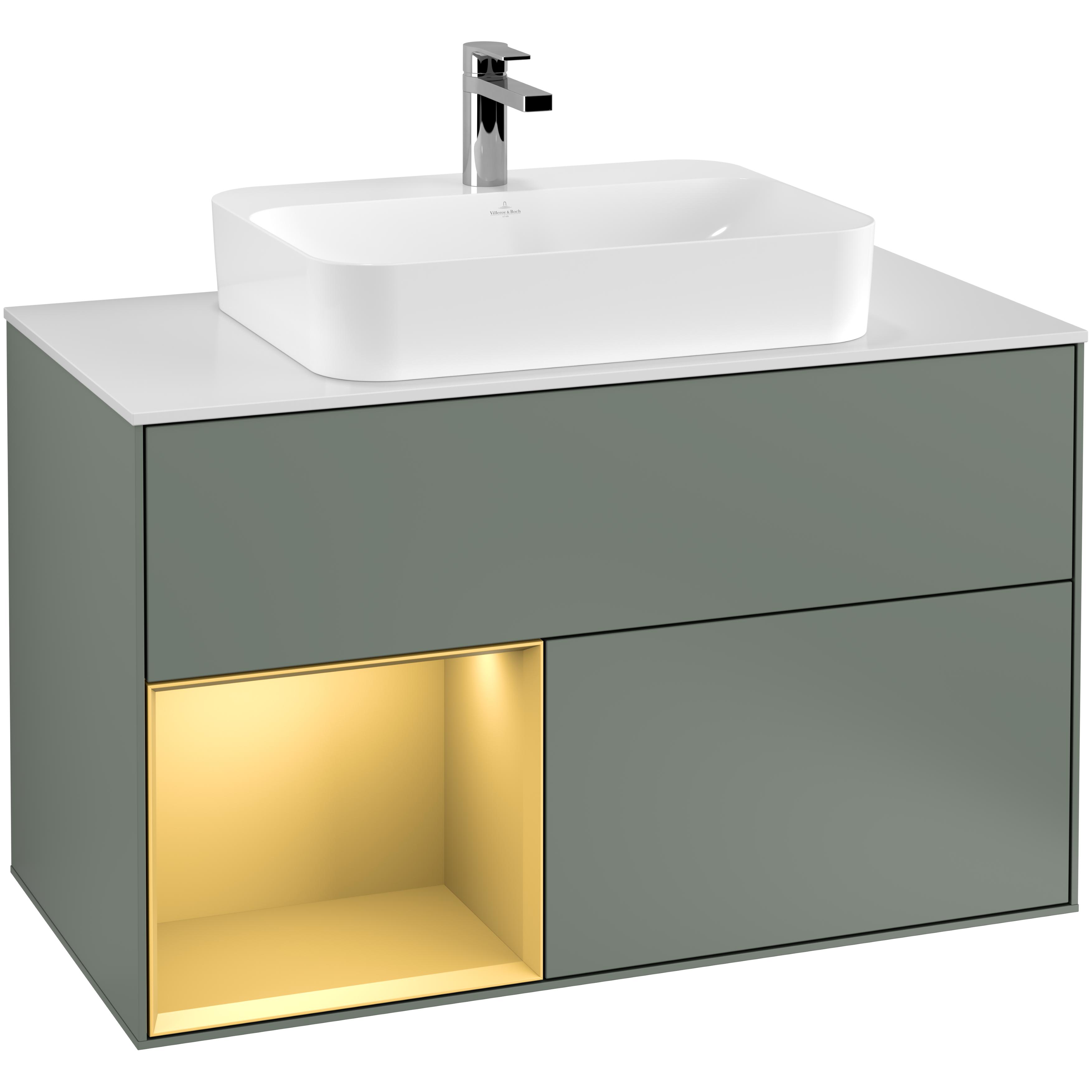 Tvättställsskåp Villeroy & Boch Finion med 2 Lådor Hylla och Bänkskiva för Ytmonterat Tvättställ | badrum - badrumsmobler - tvattstallsskap-och-kommod | KakelKungen