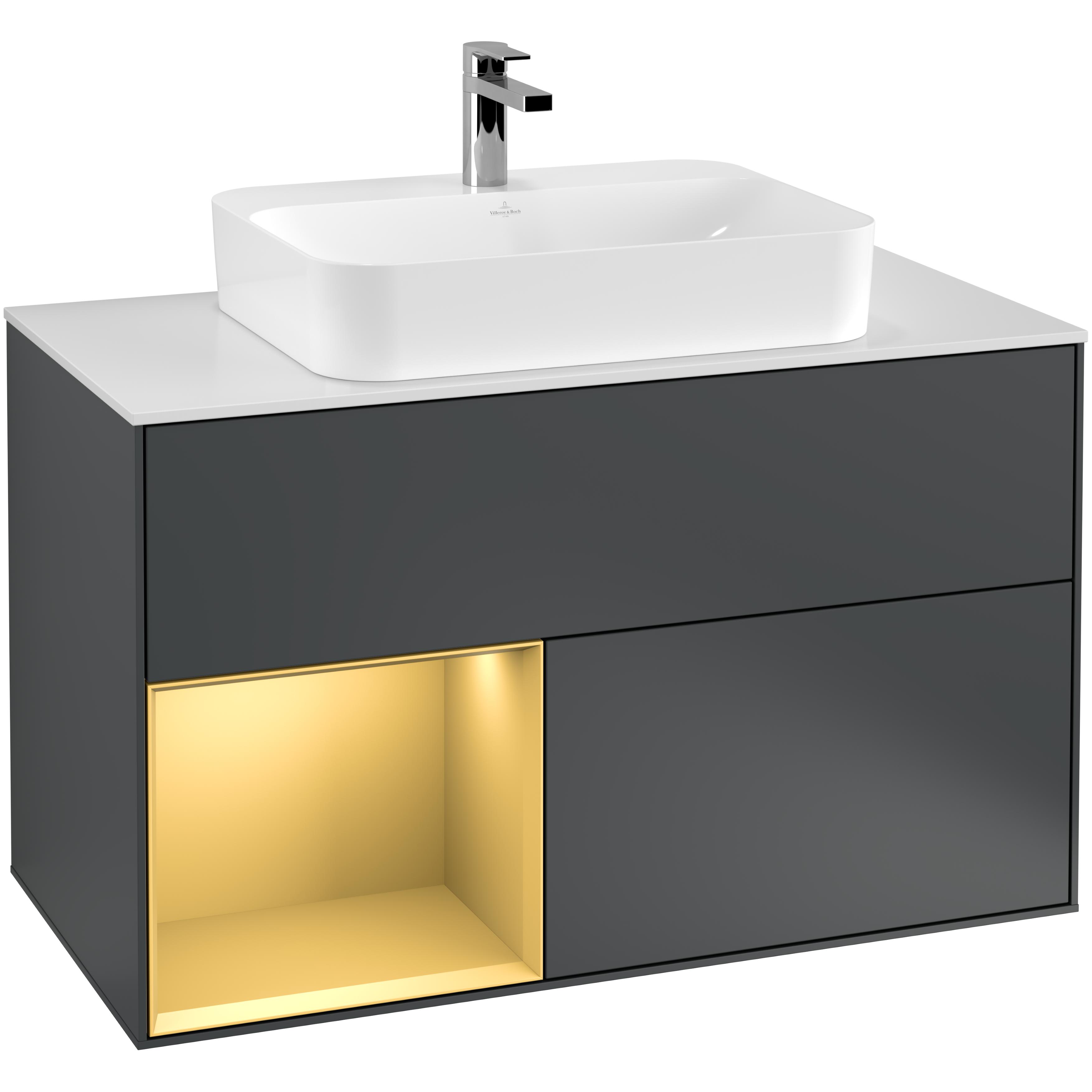 Tvättställsskåp Villeroy & Boch Finion med 2 Lådor Hylla och Bänkskiva för Ytmonterat Tvättställ | badrum - badrumsmobler - tvattstallsskap-och-kommod | KakelKungen