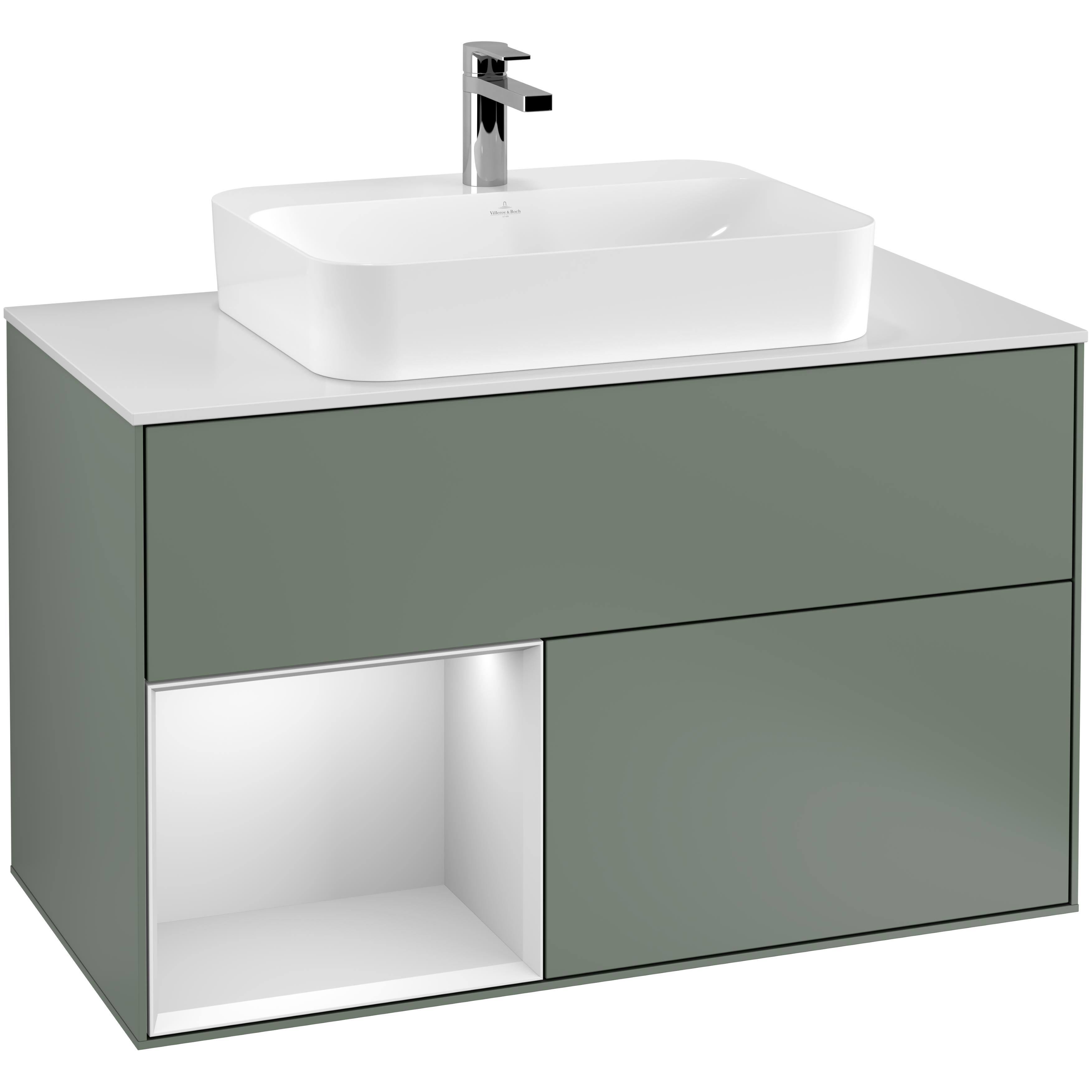 Tvättställsskåp Villeroy & Boch Finion med 2 Lådor Hylla och Bänkskiva för Ytmonterat Tvättställ | badrum - badrumsmobler - tvattstallsskap-och-kommod | KakelKungen