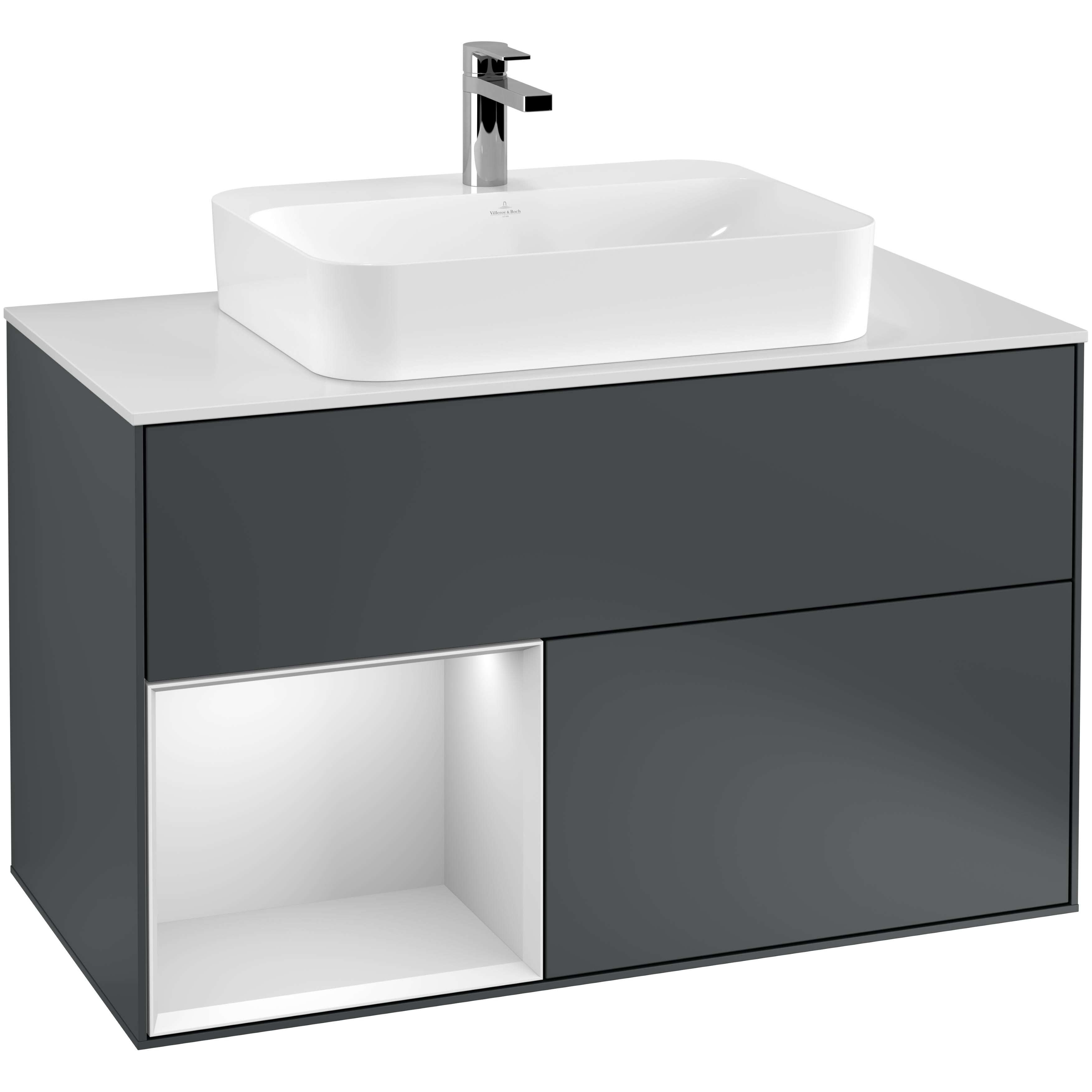 Tvättställsskåp Villeroy & Boch Finion med 2 Lådor Hylla och Bänkskiva för Ytmonterat Tvättställ | badrum - badrumsmobler - tvattstallsskap-och-kommod | KakelKungen