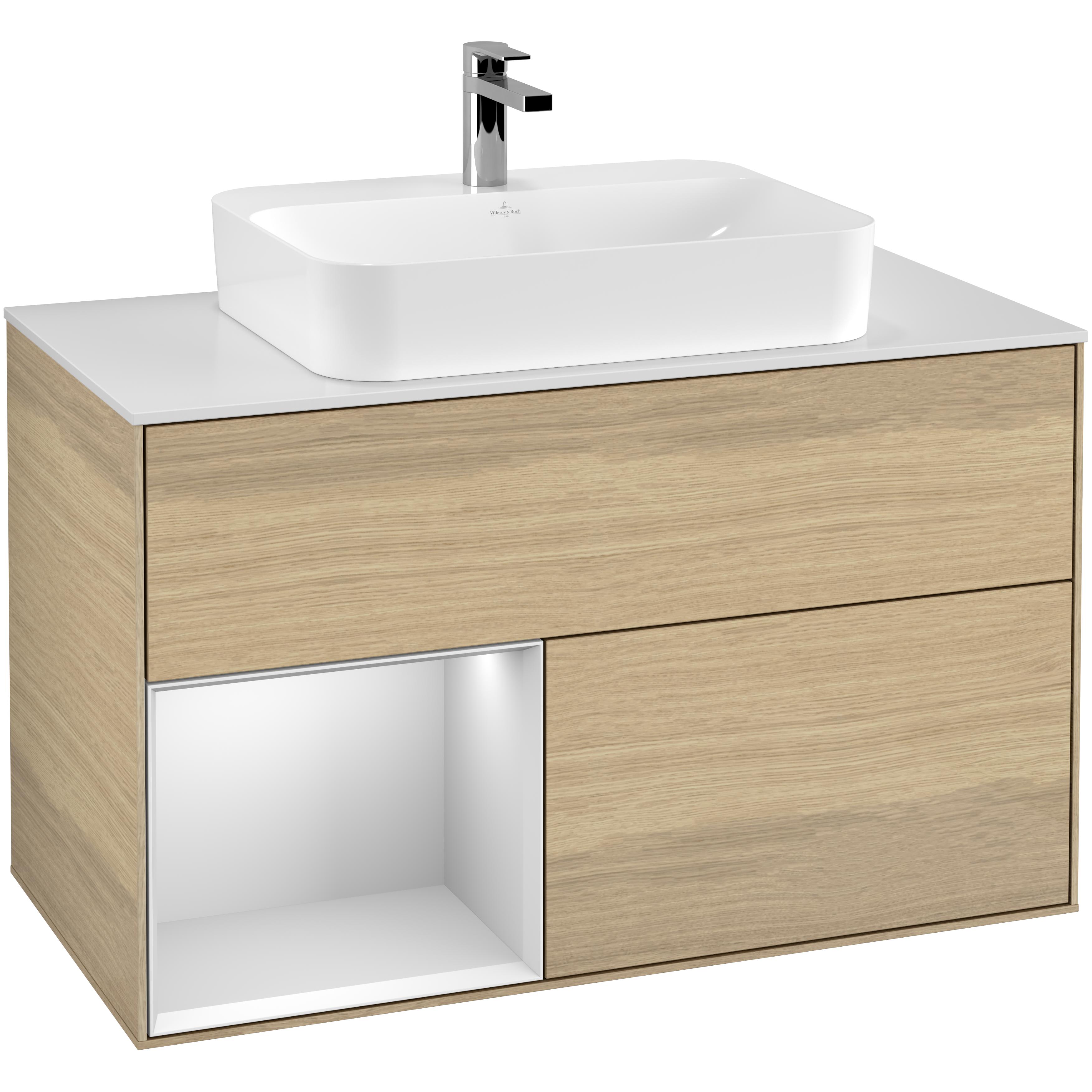 Tvättställsskåp Villeroy & Boch Finion med 2 Lådor Hylla och Bänkskiva för Ytmonterat Tvättställ | badrum - badrumsmobler - tvattstallsskap-och-kommod | KakelKungen