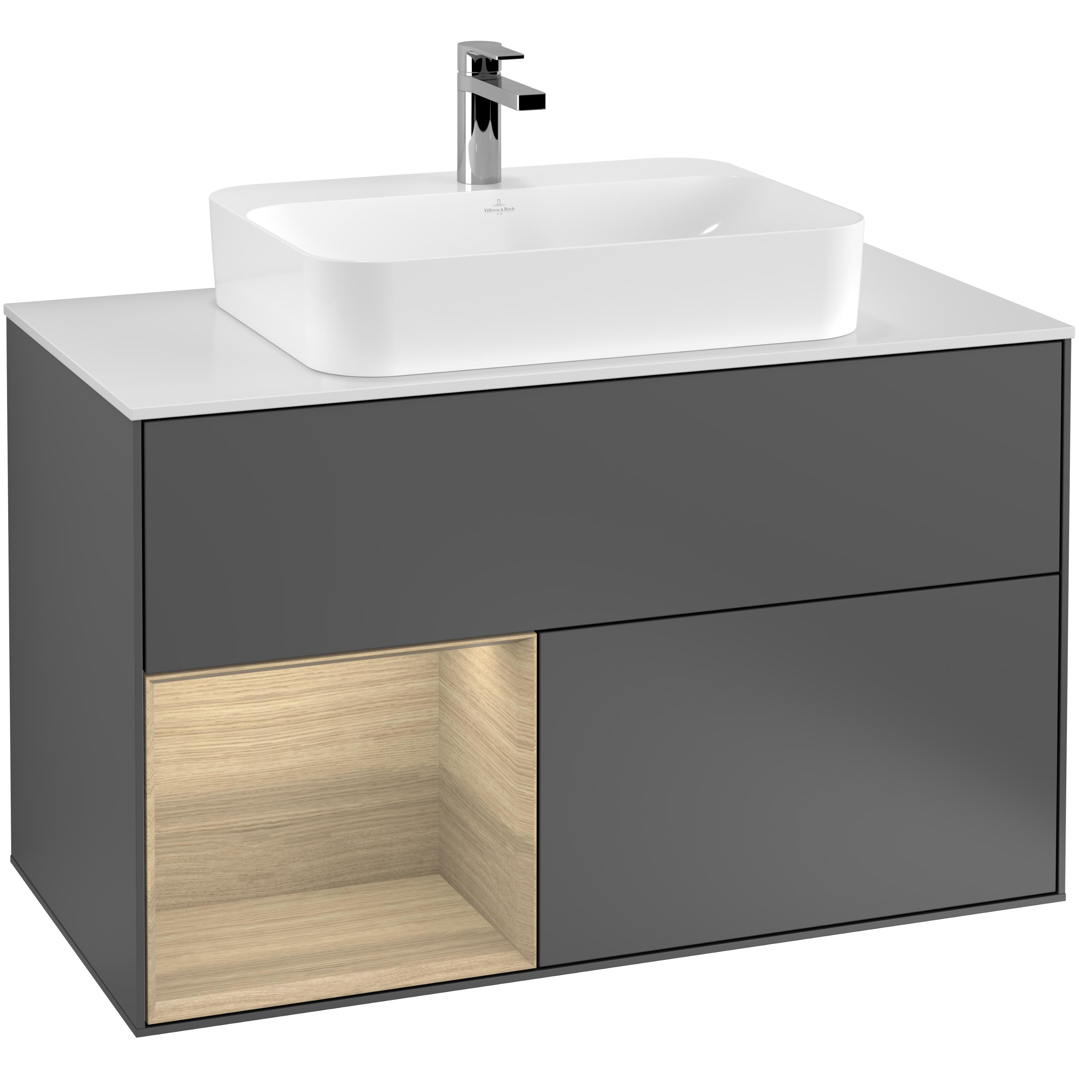 Tvättställsskåp Villeroy & Boch Finion med 2 Lådor Hylla och Bänkskiva för Ytmonterat Tvättställ | badrum - badrumsmobler - tvattstallsskap-och-kommod | KakelKungen