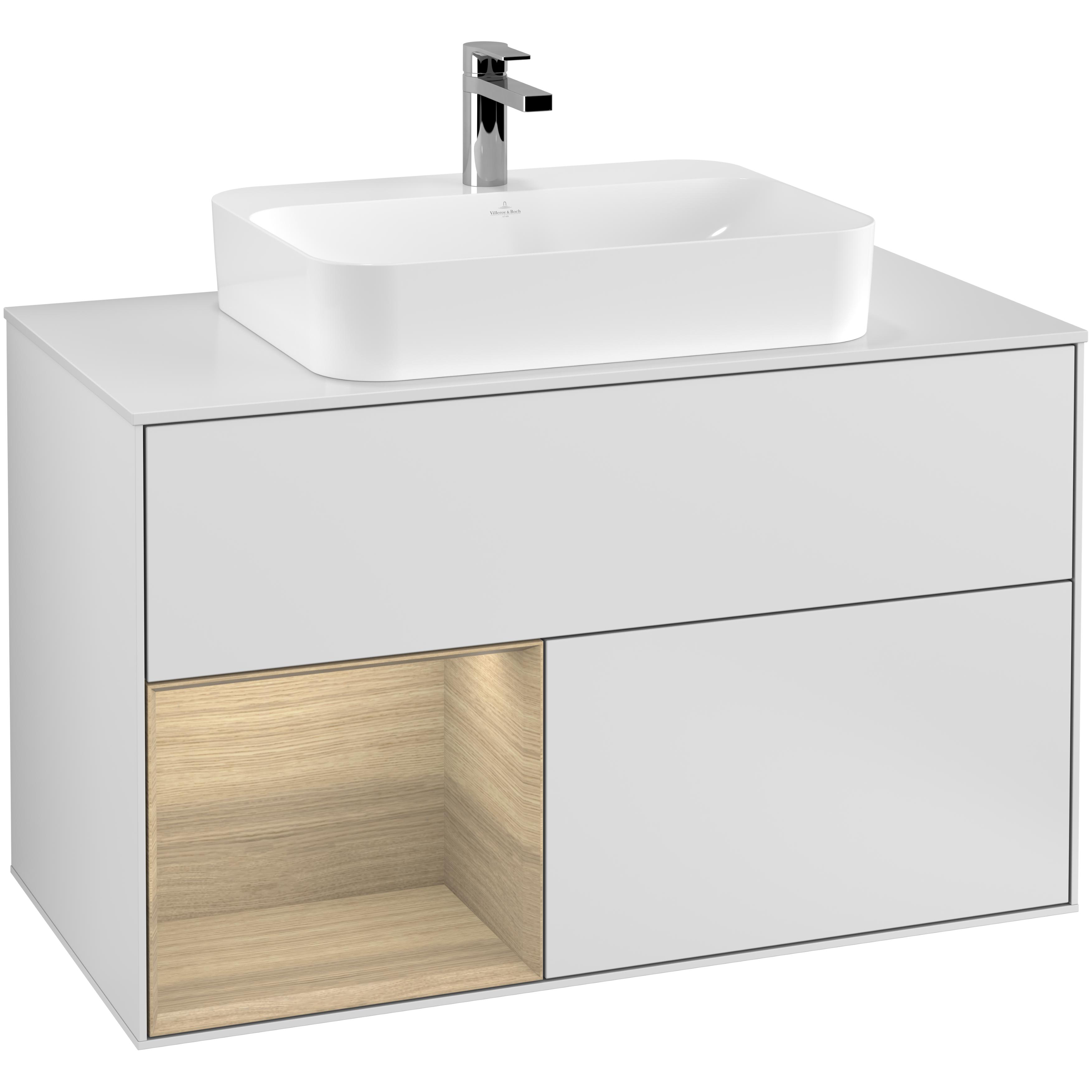 Tvättställsskåp Villeroy & Boch Finion med 2 Lådor Hylla och Bänkskiva för Ytmonterat Tvättställ | badrum - badrumsmobler - tvattstallsskap-och-kommod | KakelKungen