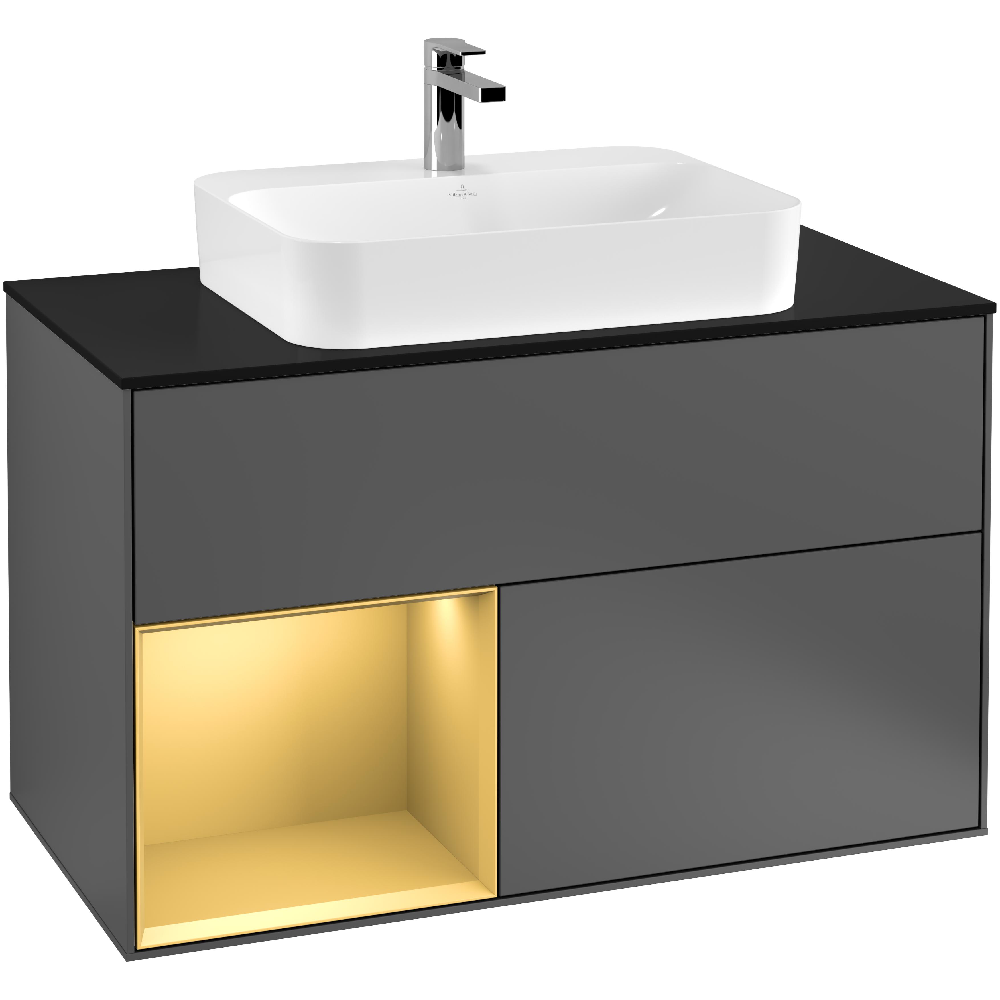 Tvättställsskåp Villeroy & Boch Finion med 2 Lådor Hylla och Bänkskiva för Ytmonterat Tvättställ | badrum - badrumsmobler - tvattstallsskap-och-kommod | KakelKungen