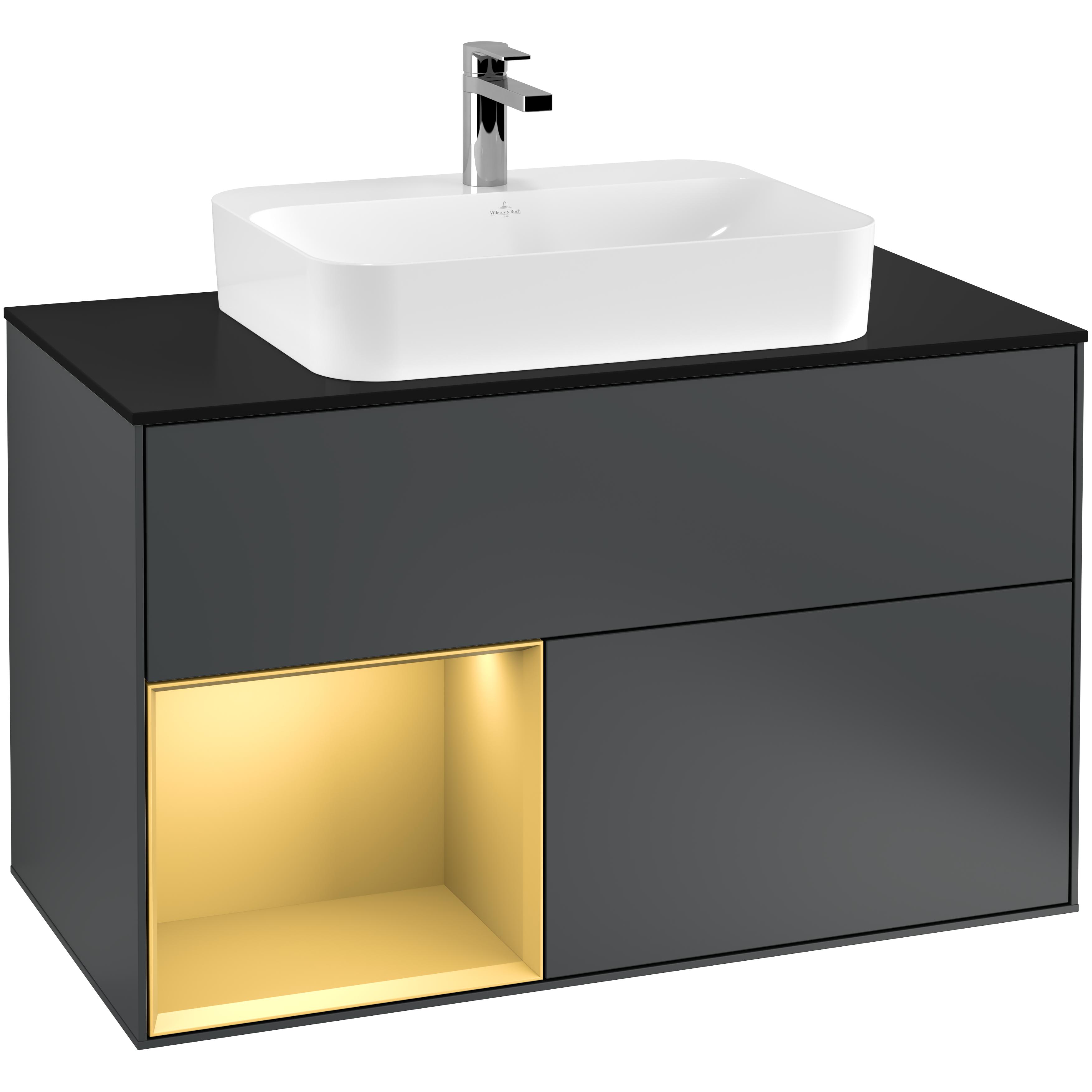 Tvättställsskåp Villeroy & Boch Finion med 2 Lådor Hylla och Bänkskiva för Ytmonterat Tvättställ | badrum - badrumsmobler - tvattstallsskap-och-kommod | KakelKungen