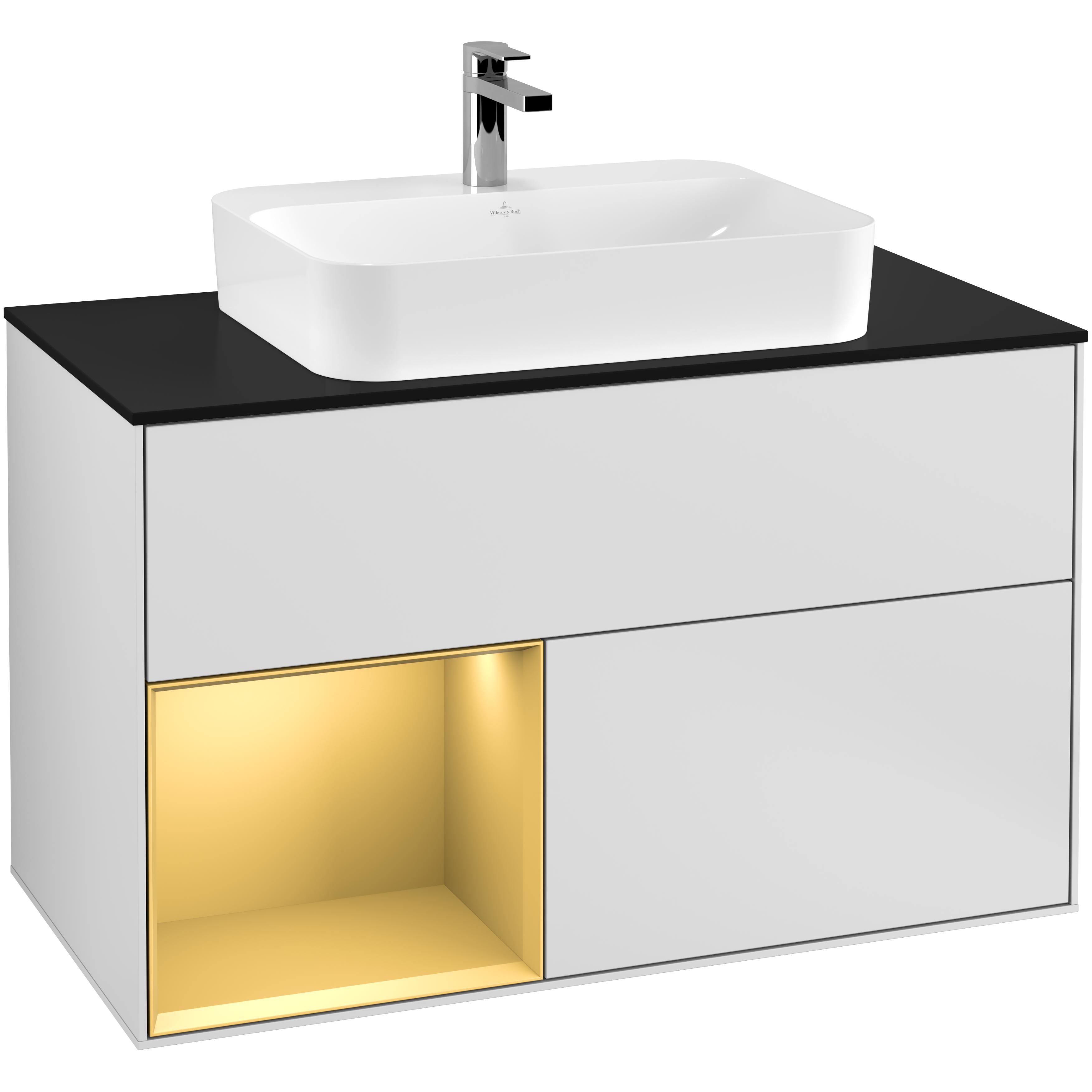 Tvättställsskåp Villeroy & Boch Finion med 2 Lådor Hylla och Bänkskiva för Ytmonterat Tvättställ | badrum - badrumsmobler - tvattstallsskap-och-kommod | KakelKungen