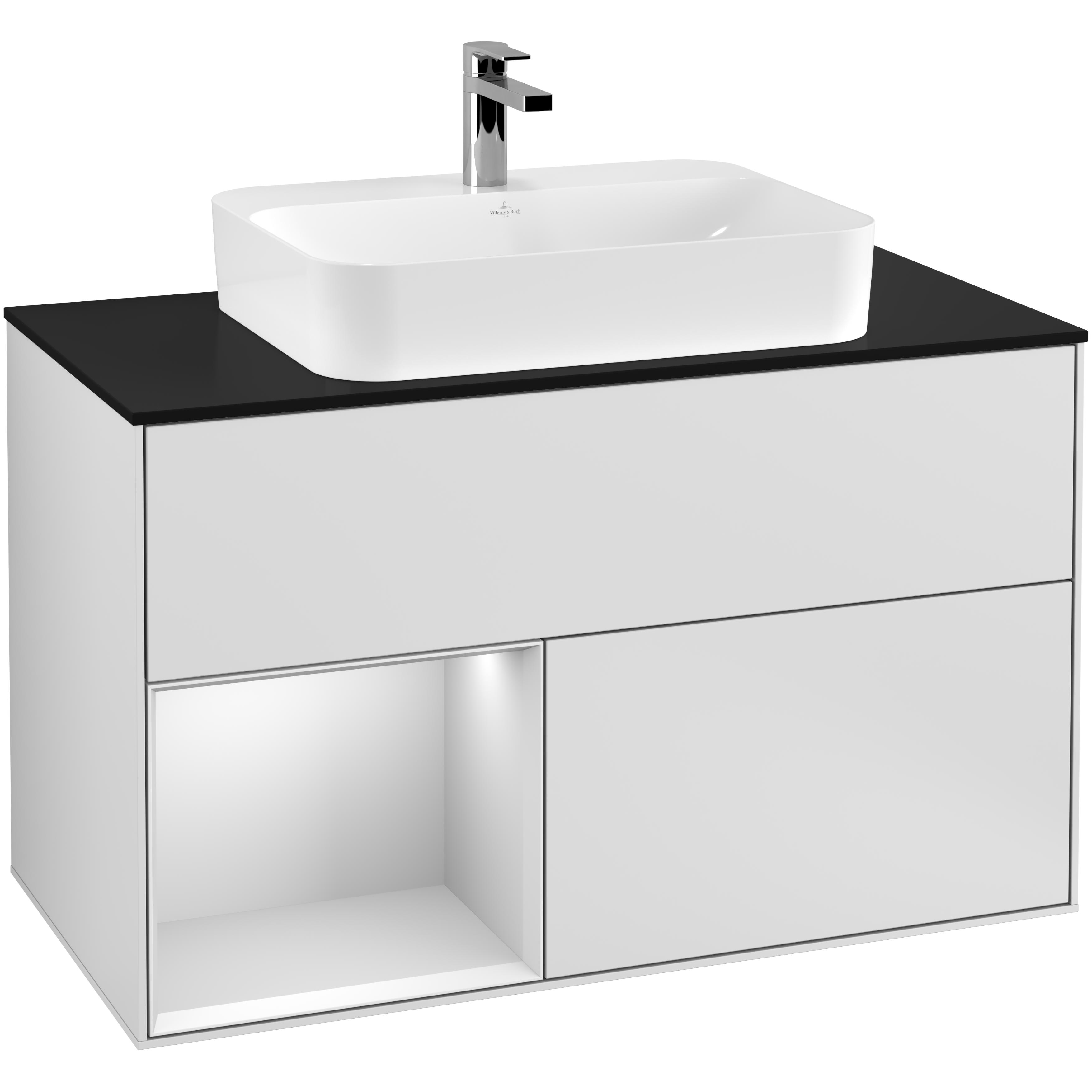 Tvättställsskåp Villeroy & Boch Finion med 2 Lådor Hylla och Bänkskiva för Ytmonterat Tvättställ | badrum - badrumsmobler - tvattstallsskap-och-kommod | KakelKungen