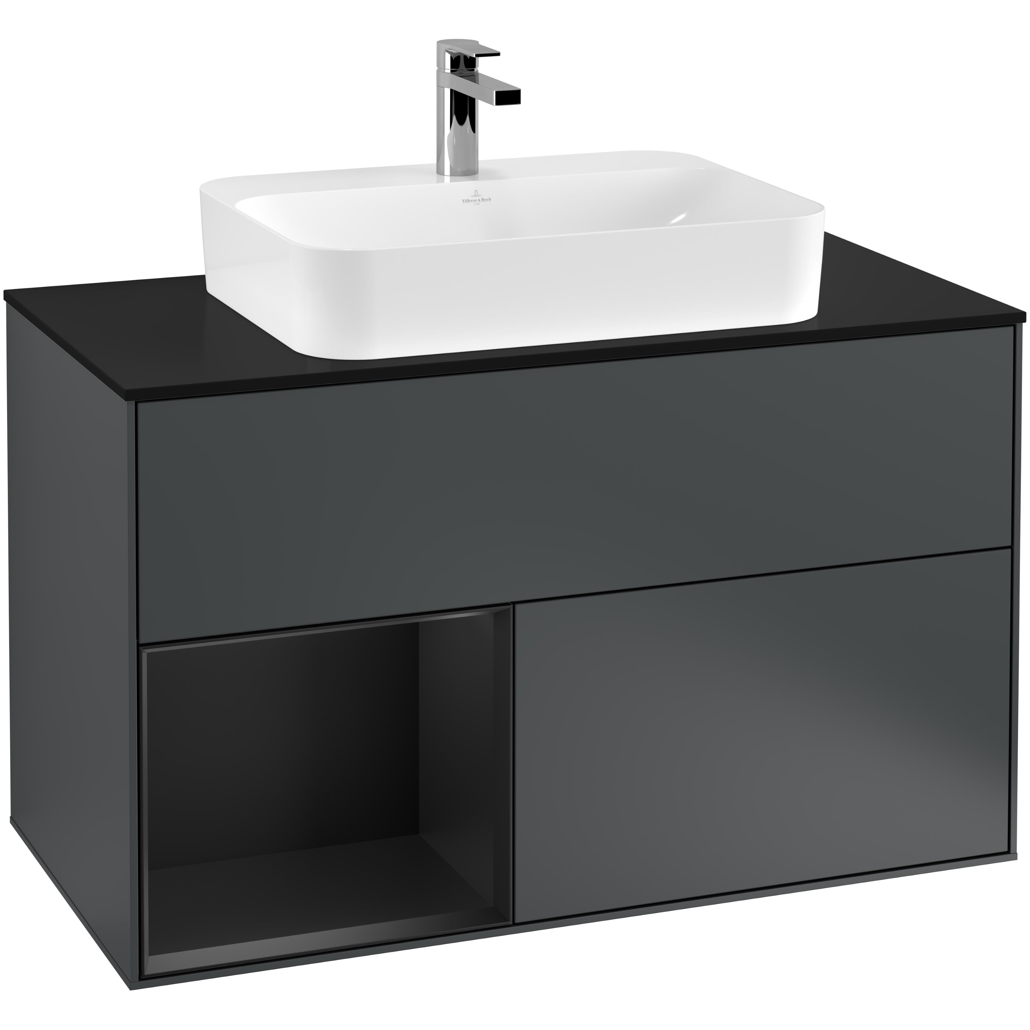 Tvättställsskåp Villeroy & Boch Finion med 2 Lådor Hylla och Bänkskiva för Ytmonterat Tvättställ | badrum - badrumsmobler - tvattstallsskap-och-kommod | KakelKungen