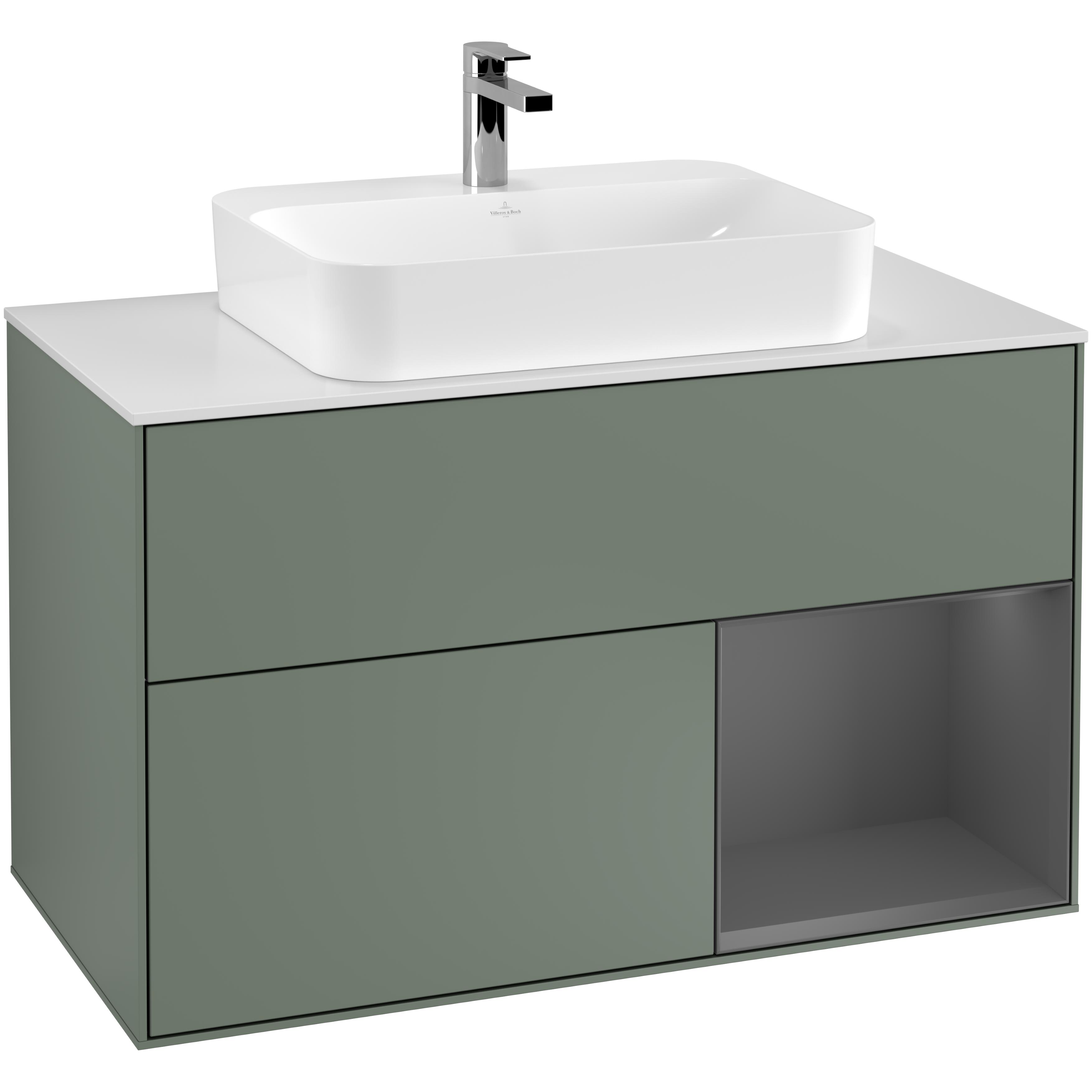 Tvättställsskåp Villeroy & Boch Finion med 2 Lådor Hylla och Bänkskiva för Ytmonterat Tvättställ | badrum - badrumsmobler - tvattstallsskap-och-kommod | KakelKungen