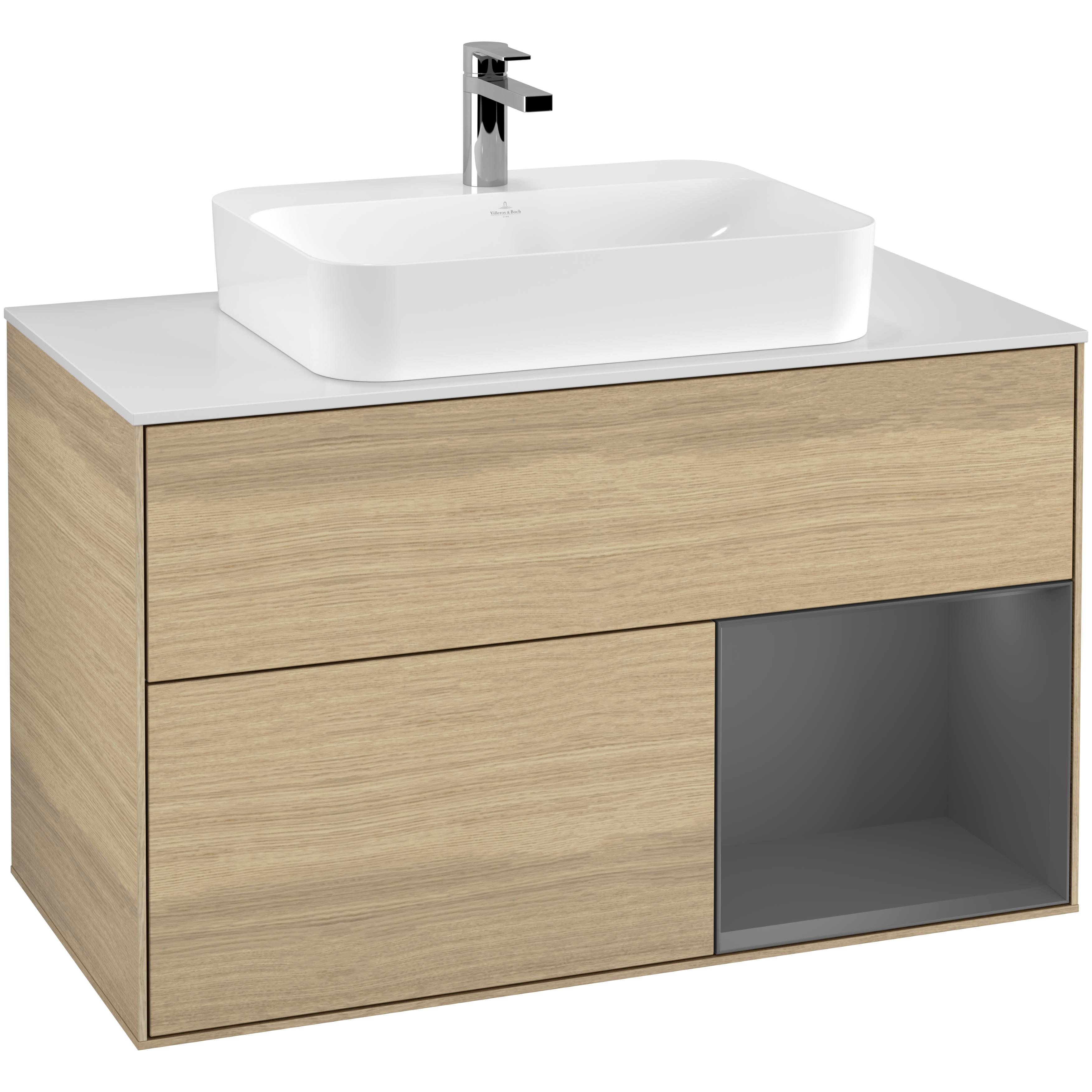 Tvättställsskåp Villeroy & Boch Finion med 2 Lådor Hylla och Bänkskiva för Ytmonterat Tvättställ | badrum - badrumsmobler - tvattstallsskap-och-kommod | KakelKungen