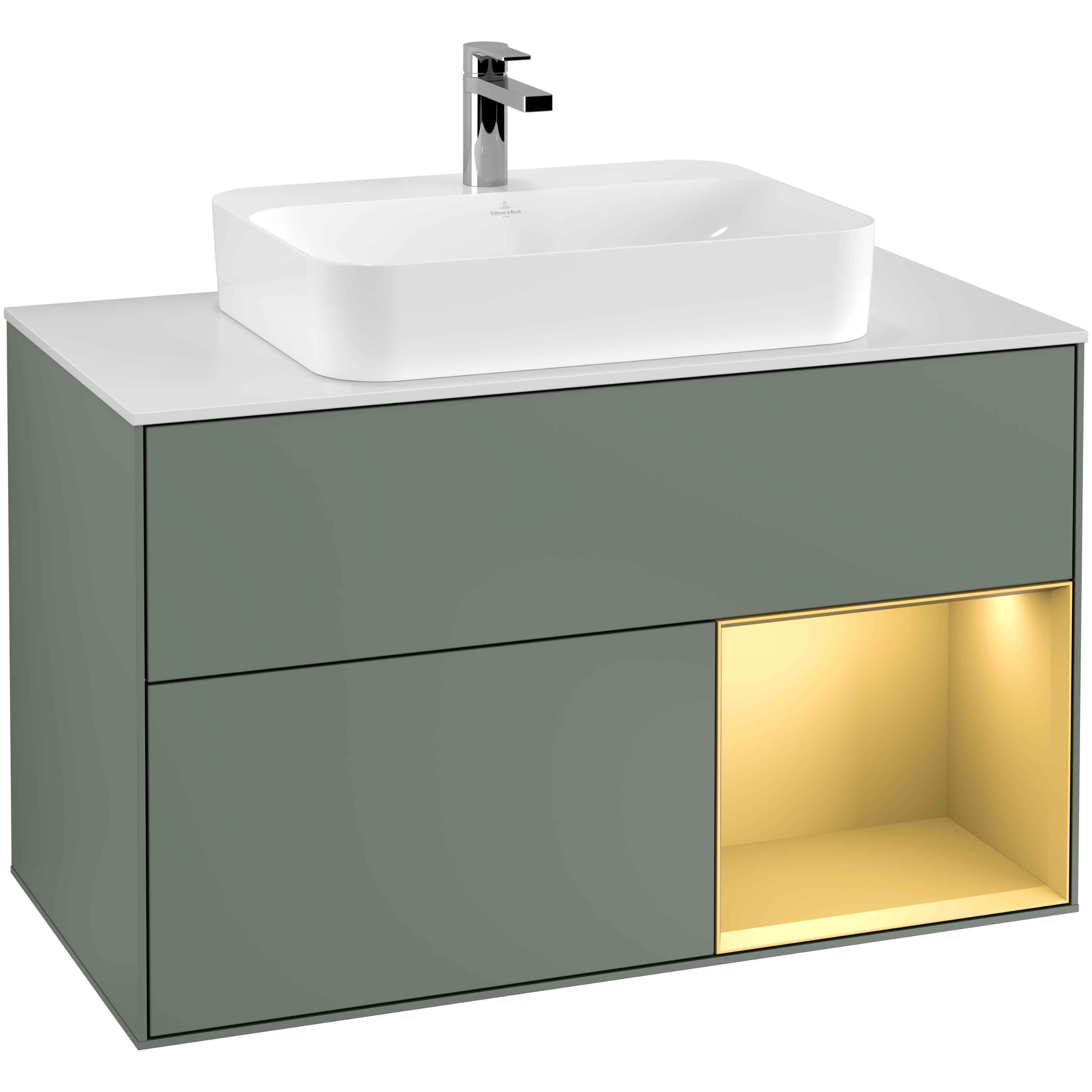 Tvättställsskåp Villeroy & Boch Finion med 2 Lådor Hylla och Bänkskiva för Ytmonterat Tvättställ | badrum - badrumsmobler - tvattstallsskap-och-kommod | KakelKungen