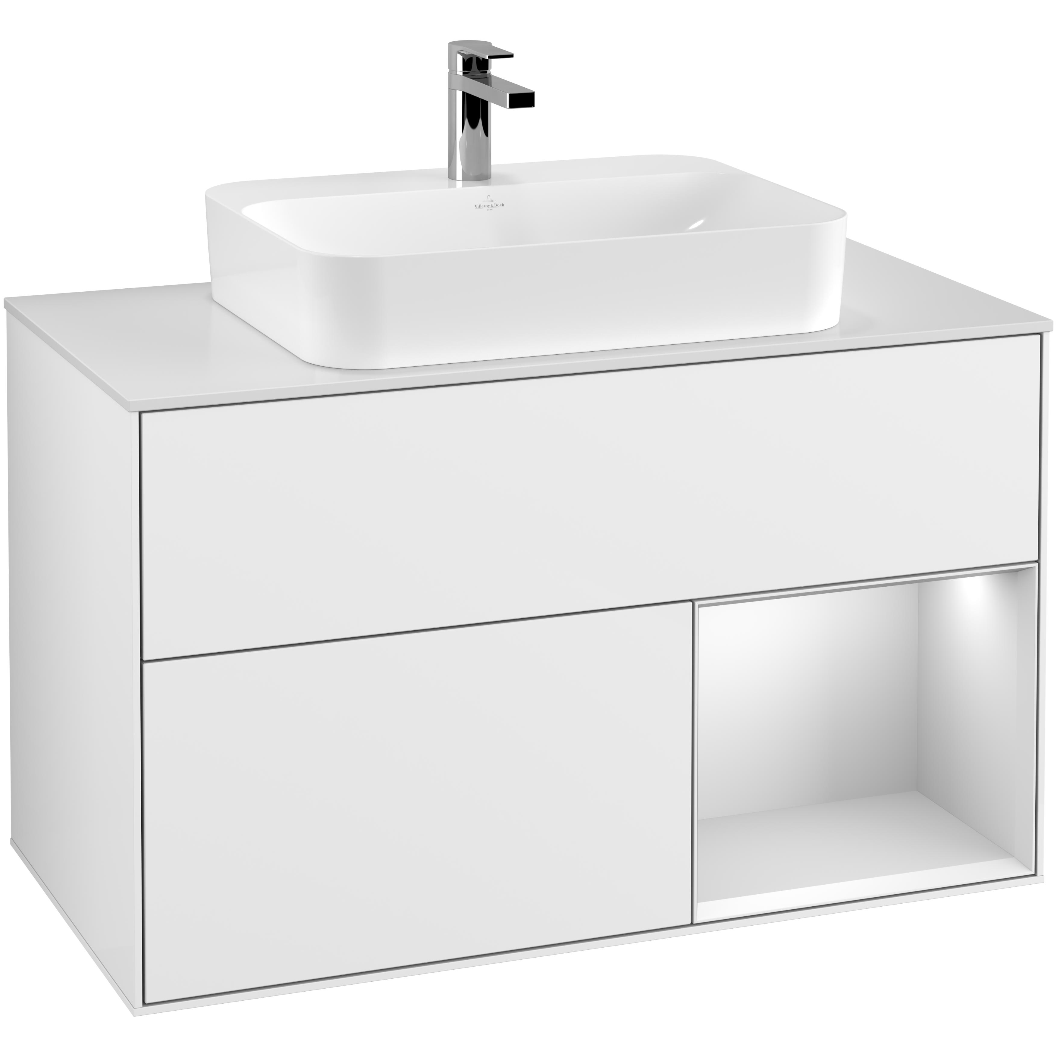 Tvättställsskåp Villeroy & Boch Finion med 2 Lådor Hylla och Bänkskiva för Ytmonterat Tvättställ | badrum - badrumsmobler - tvattstallsskap-och-kommod | KakelKungen