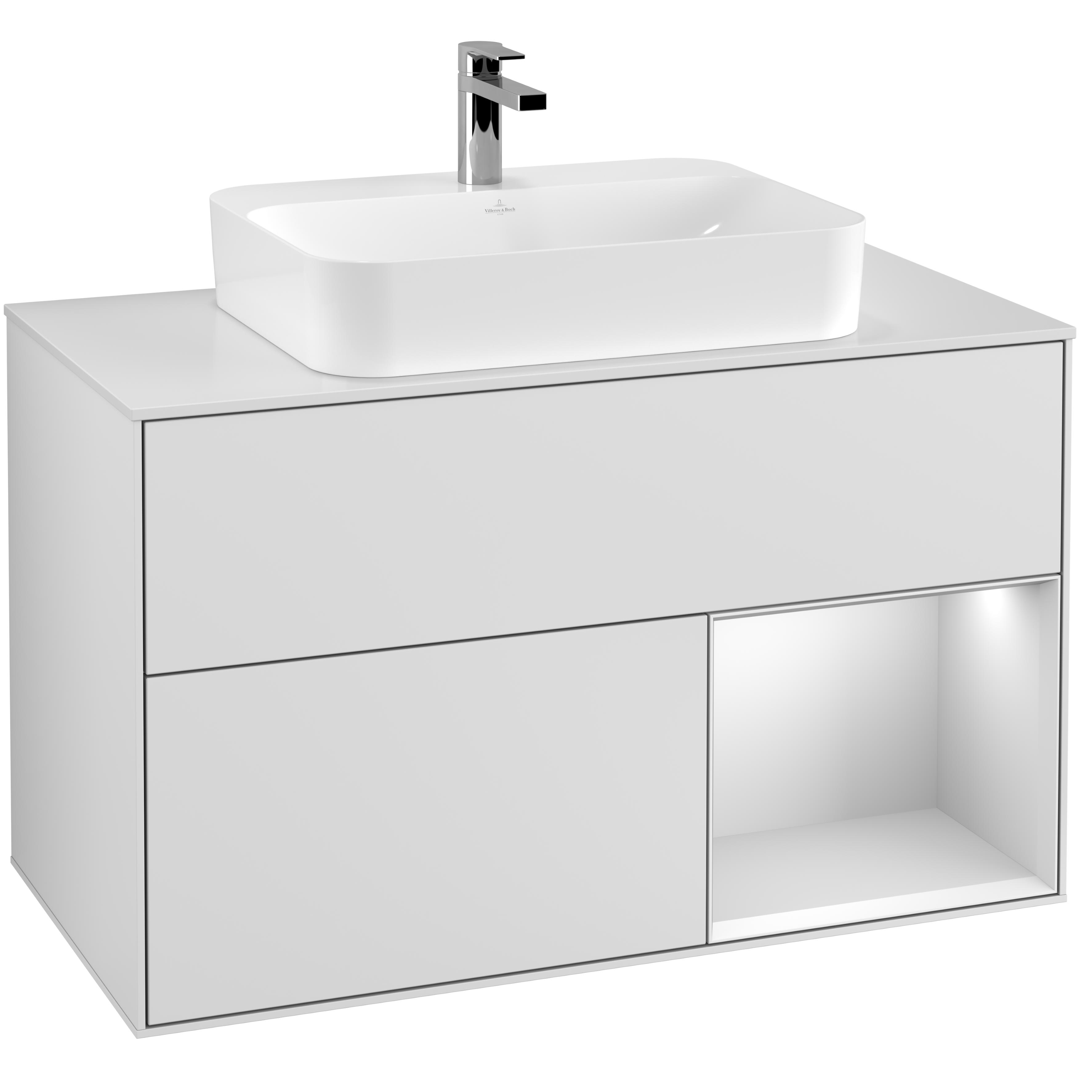 Tvättställsskåp Villeroy & Boch Finion med 2 Lådor Hylla och Bänkskiva för Ytmonterat Tvättställ | badrum - badrumsmobler - tvattstallsskap-och-kommod | KakelKungen