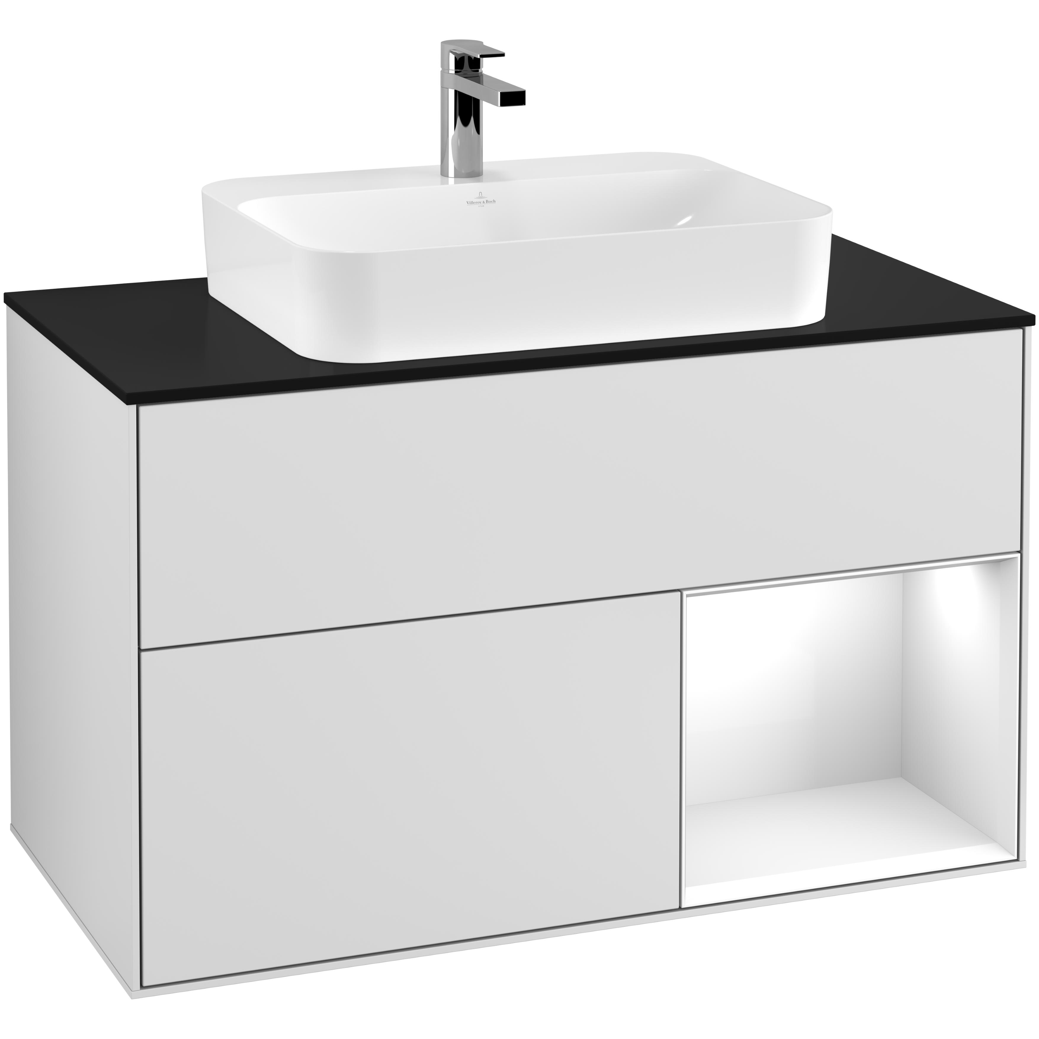 Tvättställsskåp Villeroy & Boch Finion med 2 Lådor Hylla och Bänkskiva för Ytmonterat Tvättställ | badrum - badrumsmobler - tvattstallsskap-och-kommod | KakelKungen