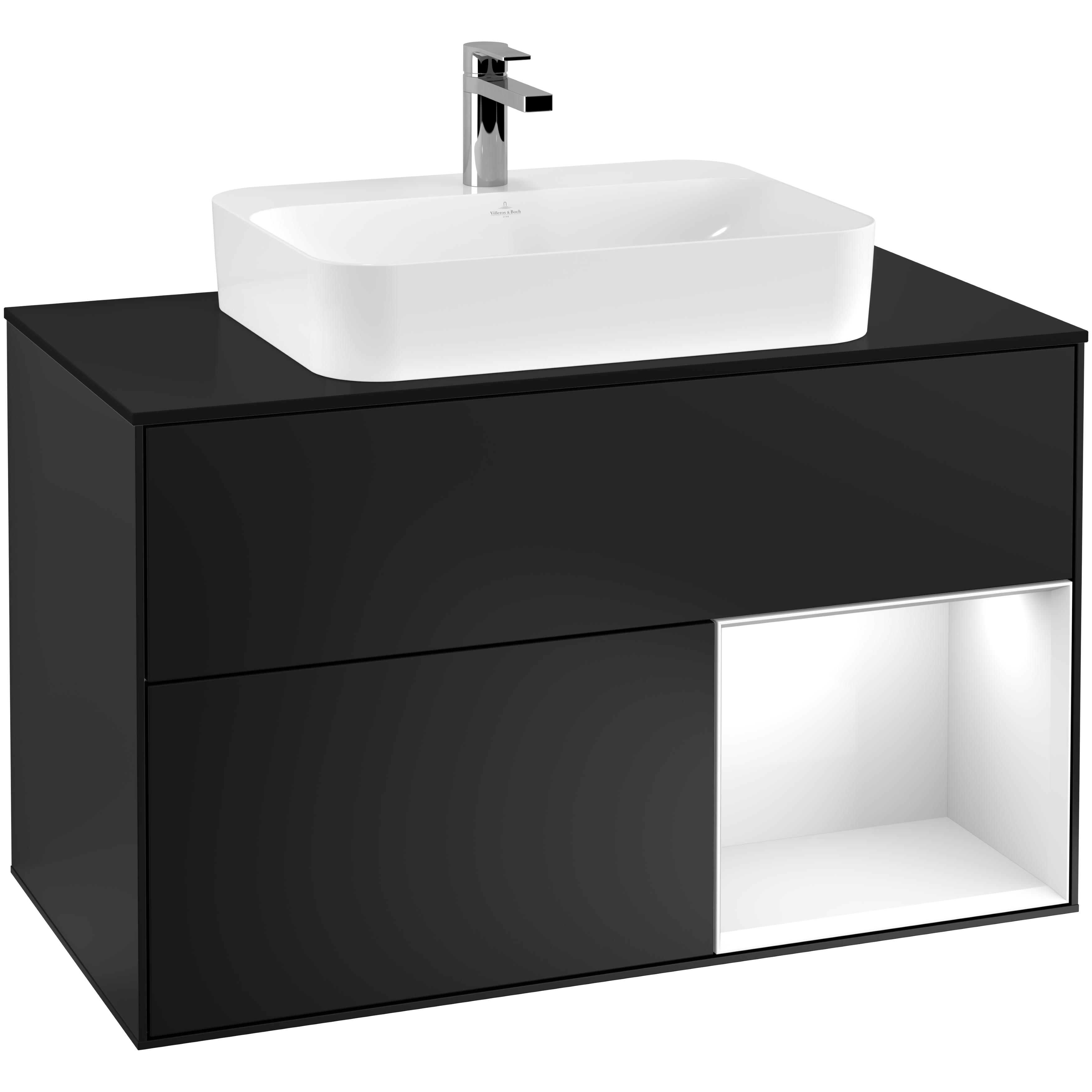 Tvättställsskåp Villeroy & Boch Finion med 2 Lådor Hylla och Bänkskiva för Ytmonterat Tvättställ | badrum - badrumsmobler - tvattstallsskap-och-kommod | KakelKungen