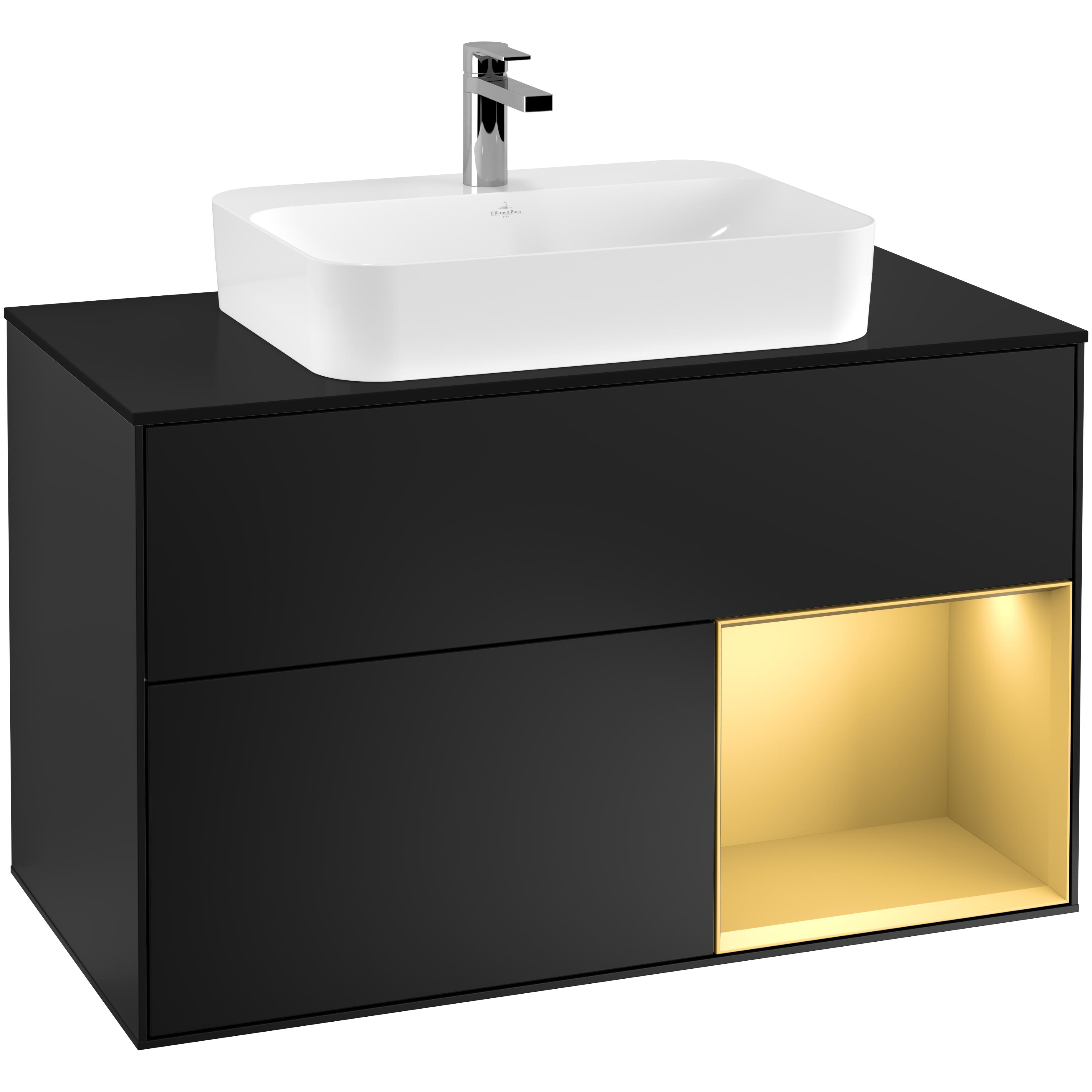 Tvättställsskåp Villeroy & Boch Finion med 2 Lådor Hylla och Bänkskiva för Ytmonterat Tvättställ | badrum - badrumsmobler - tvattstallsskap-och-kommod | KakelKungen