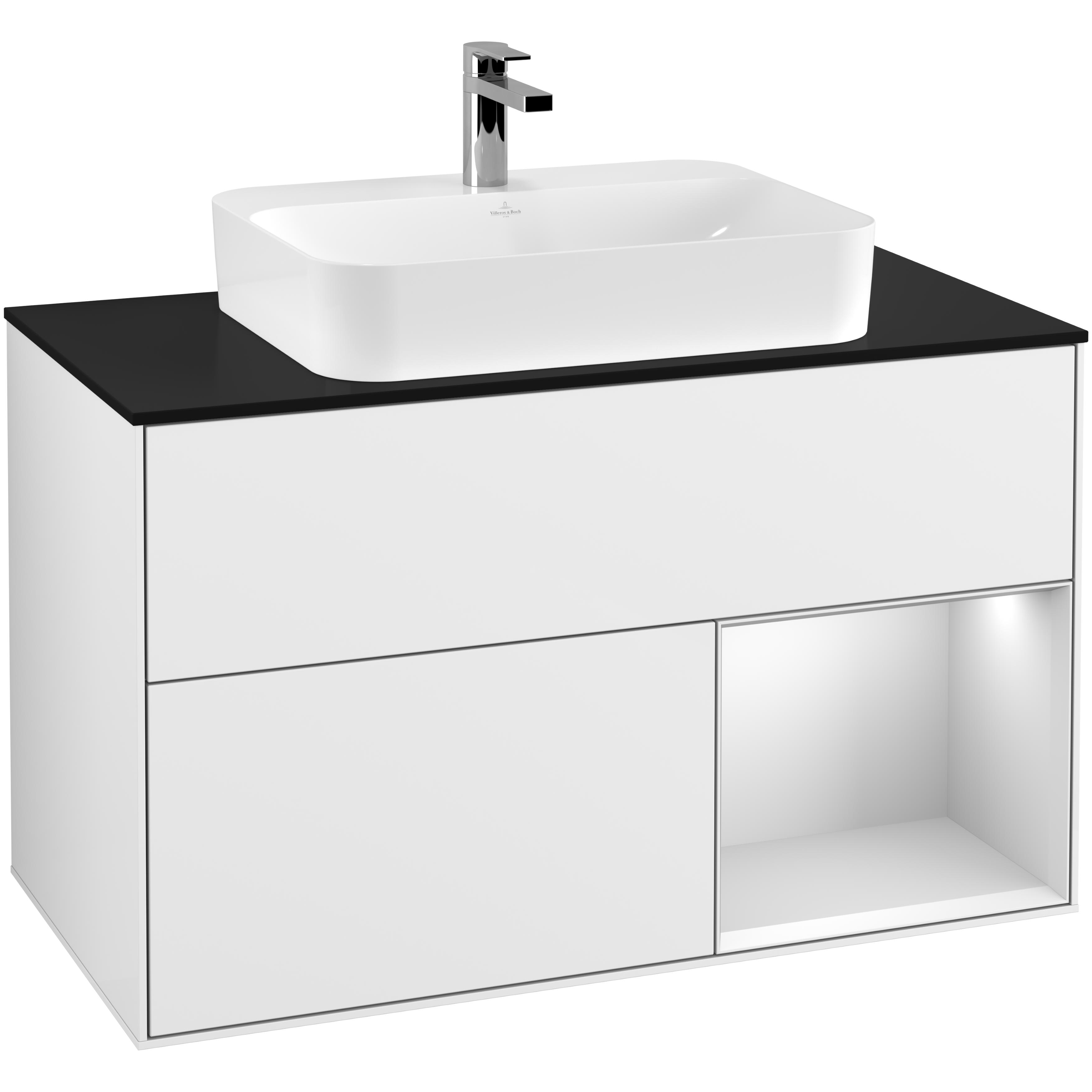 Tvättställsskåp Villeroy & Boch Finion med 2 Lådor Hylla och Bänkskiva för Ytmonterat Tvättställ | badrum - badrumsmobler - tvattstallsskap-och-kommod | KakelKungen