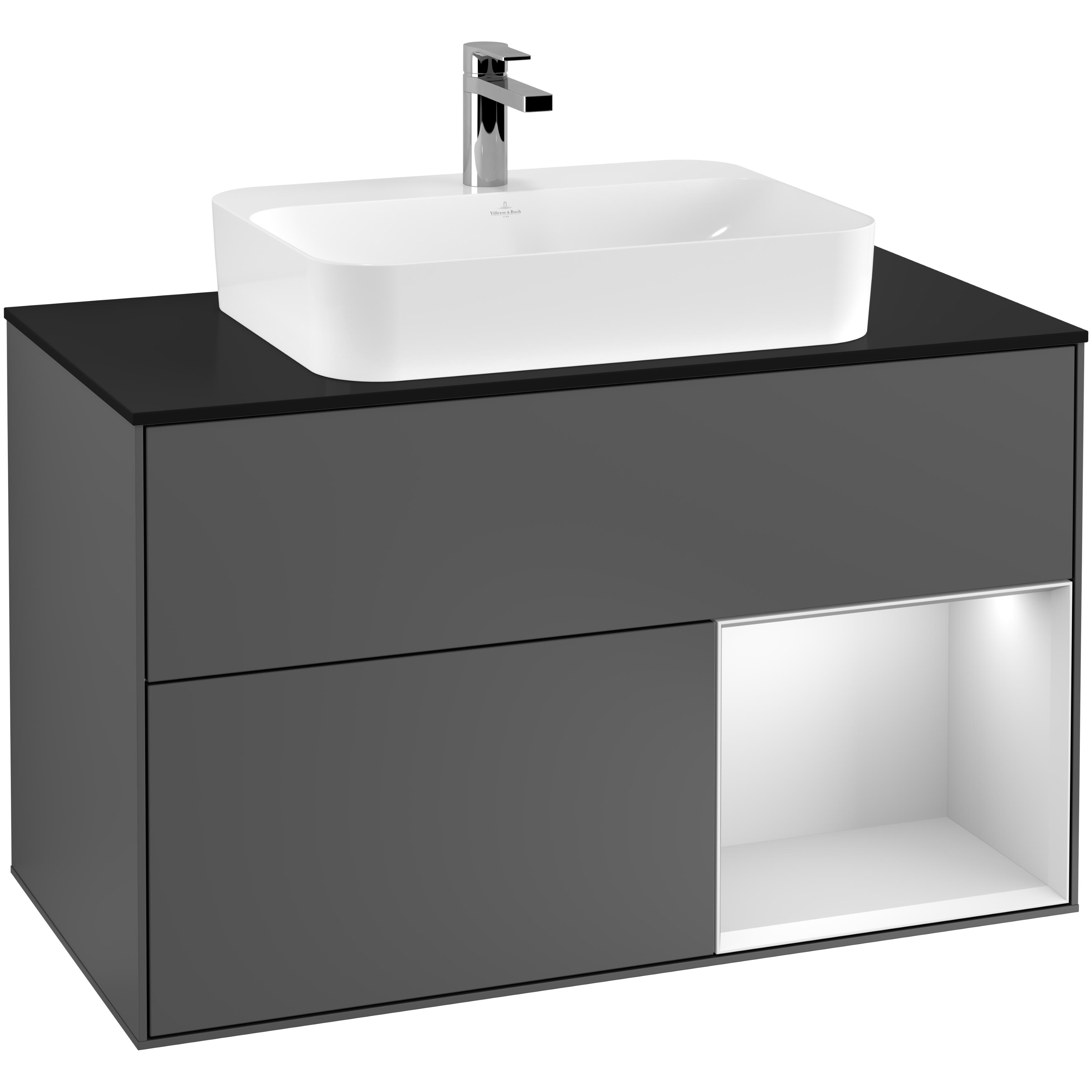 Tvättställsskåp Villeroy & Boch Finion med 2 Lådor Hylla och Bänkskiva för Ytmonterat Tvättställ | badrum - badrumsmobler - tvattstallsskap-och-kommod | KakelKungen