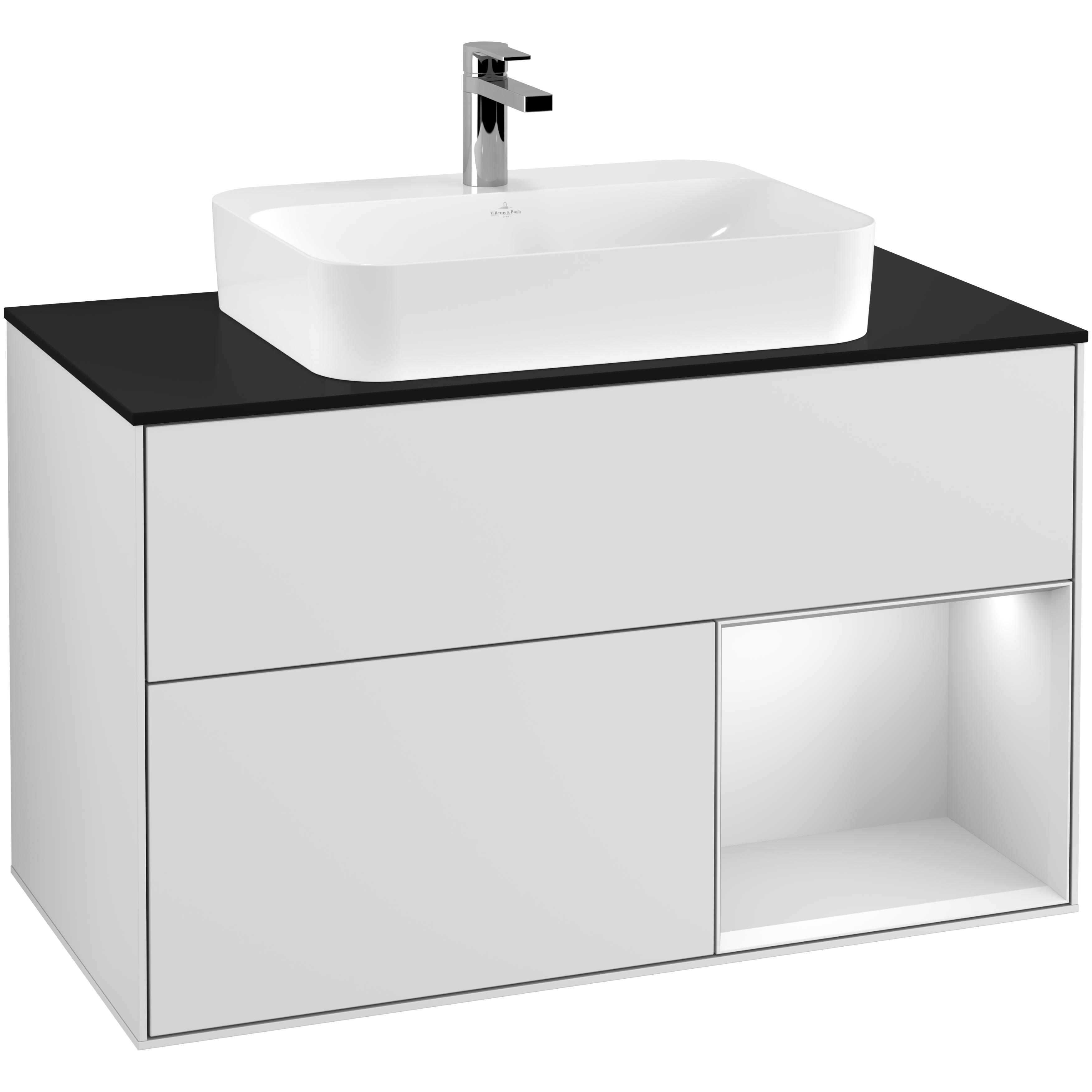 Tvättställsskåp Villeroy & Boch Finion med 2 Lådor Hylla och Bänkskiva för Ytmonterat Tvättställ | badrum - badrumsmobler - tvattstallsskap-och-kommod | KakelKungen