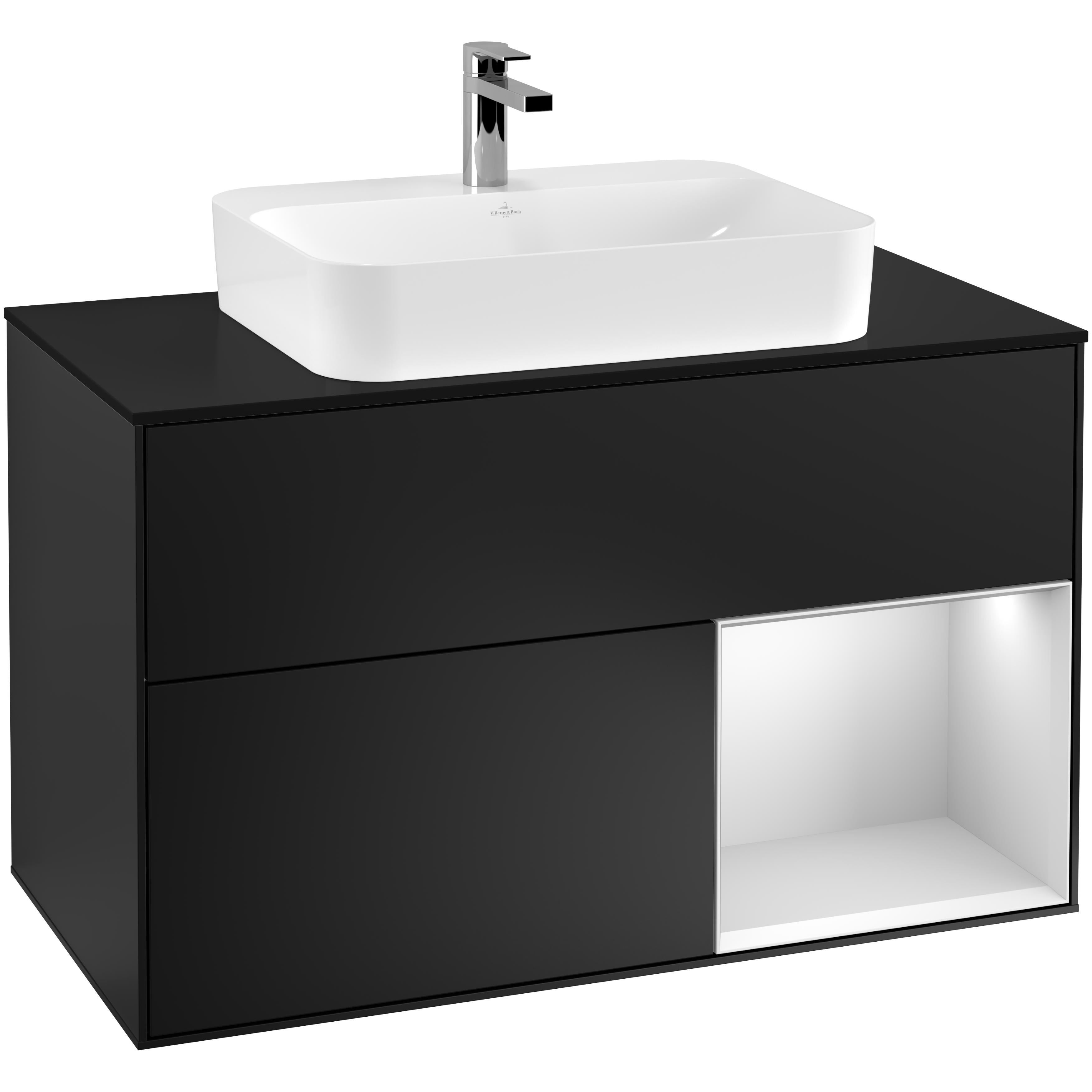 Tvättställsskåp Villeroy & Boch Finion med 2 Lådor Hylla och Bänkskiva för Ytmonterat Tvättställ | badrum - badrumsmobler - tvattstallsskap-och-kommod | KakelKungen