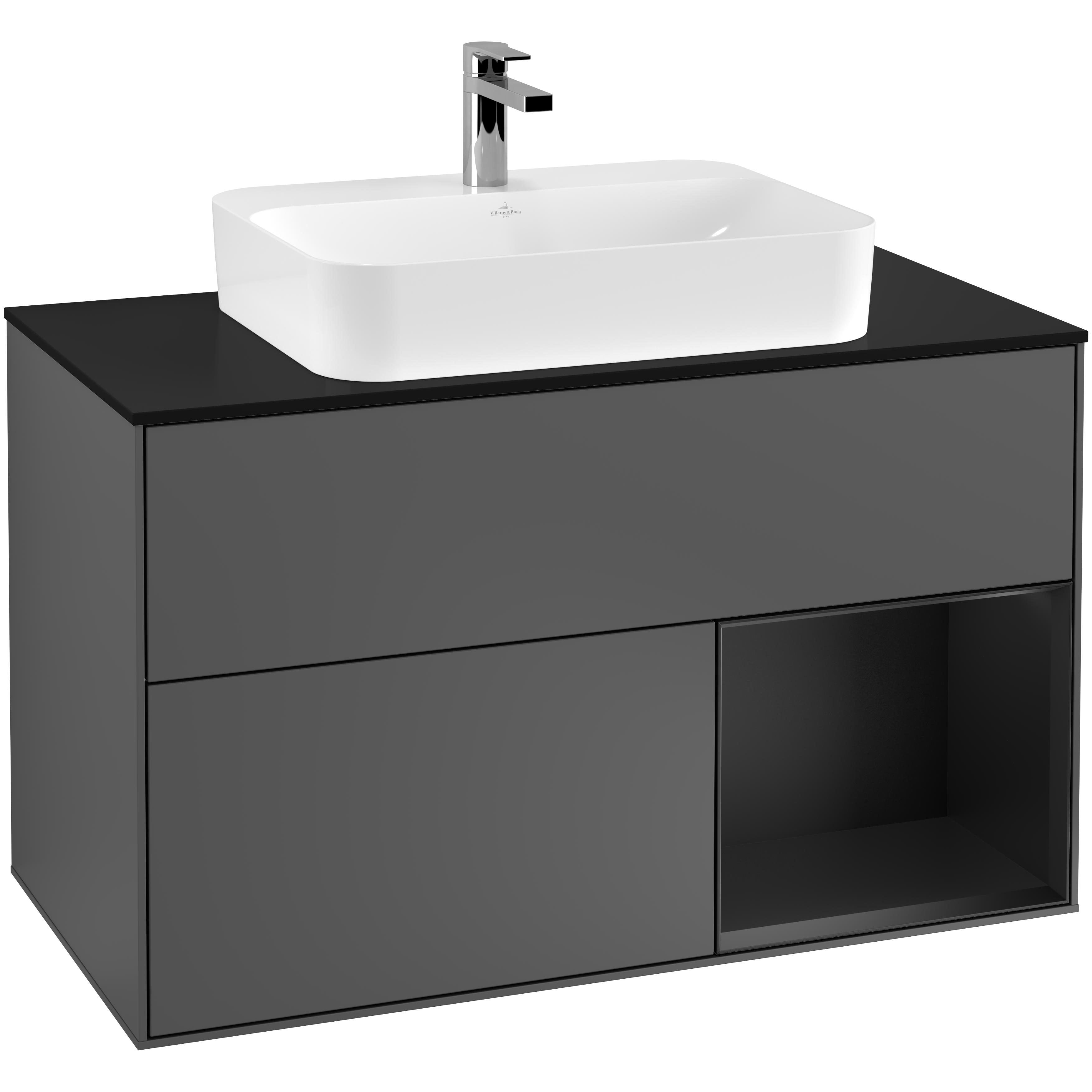 Tvättställsskåp Villeroy & Boch Finion med 2 Lådor Hylla och Bänkskiva för Ytmonterat Tvättställ | badrum - badrumsmobler - tvattstallsskap-och-kommod | KakelKungen