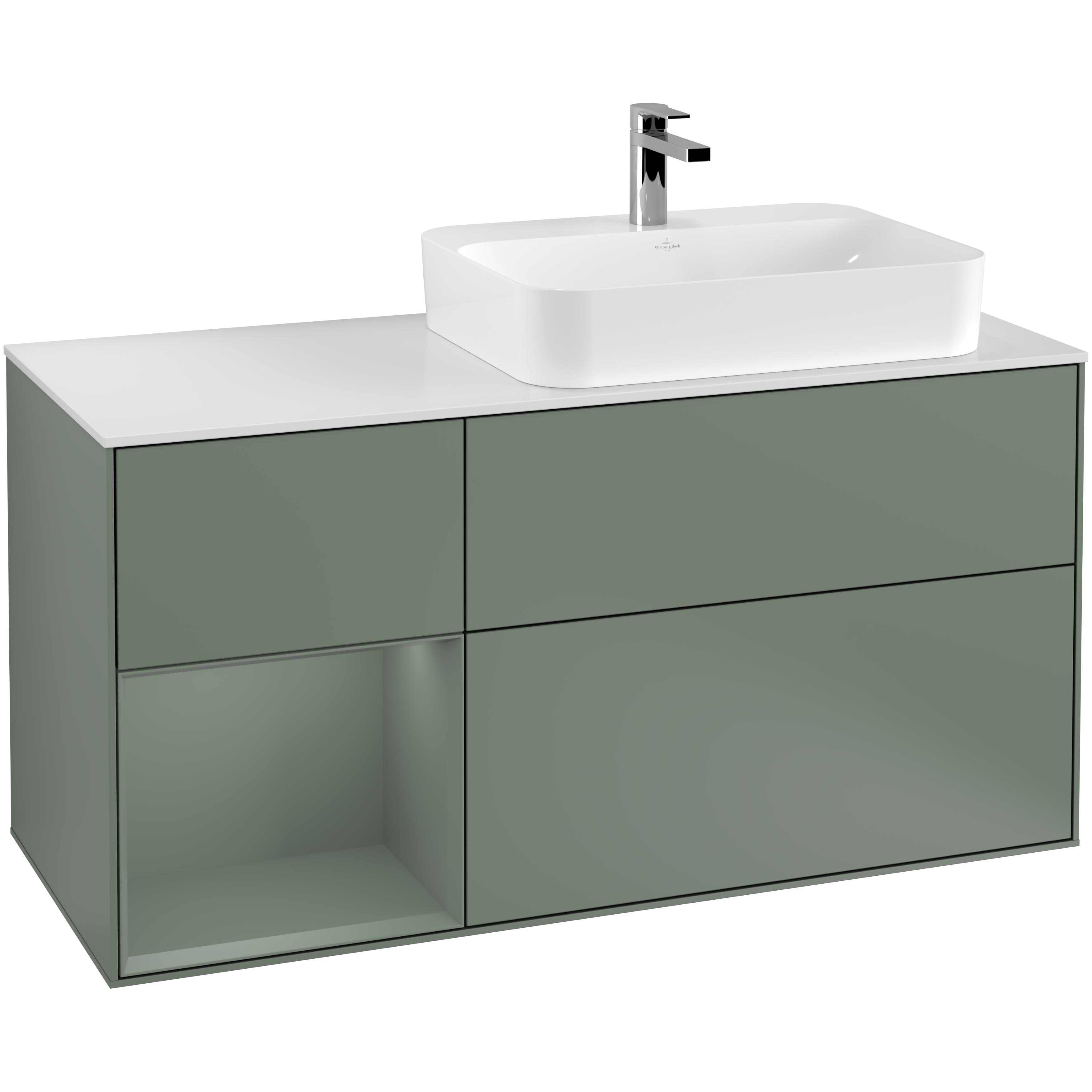 Tvättställsskåp Villeroy & Boch Finion med 3 Lådor Hylla och Bänkskiva för Ocentrerat Ytmonterat Tvättställ | badrum - badrumsmobler - tvattstallsskap-och-kommod | KakelKungen