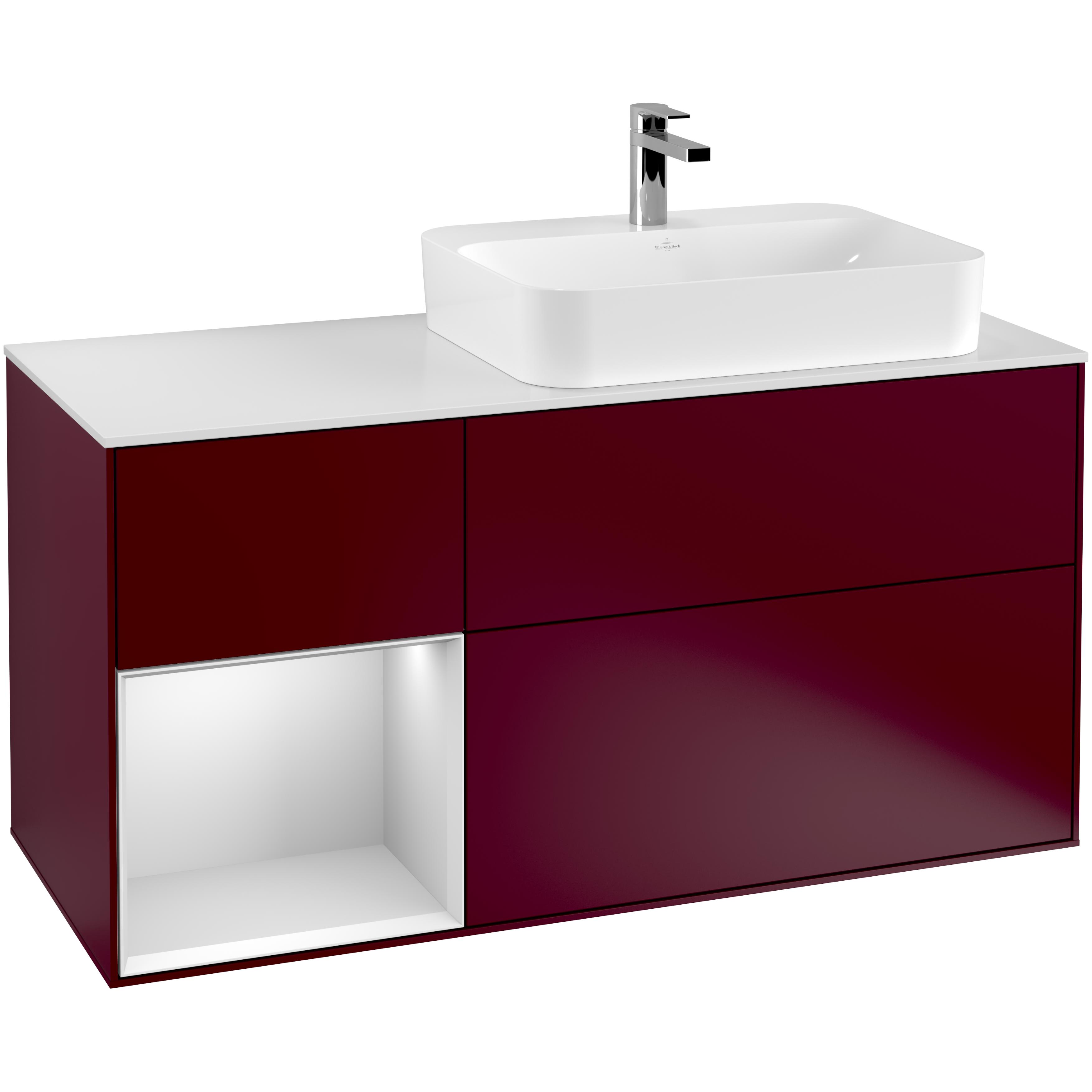 Tvättställsskåp Villeroy & Boch Finion med 3 Lådor Hylla och Bänkskiva för Ocentrerat Ytmonterat Tvättställ | badrum - badrumsmobler - tvattstallsskap-och-kommod | KakelKungen