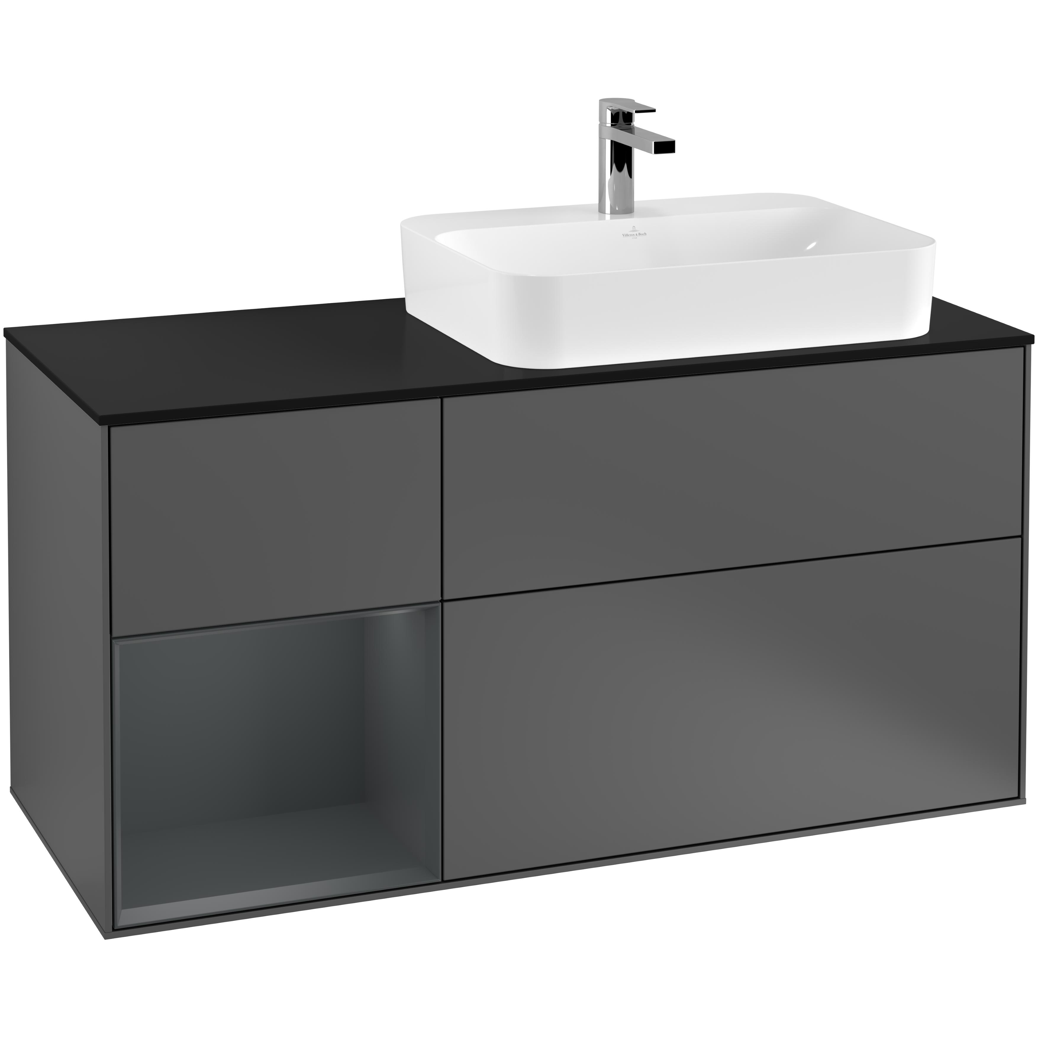 Tvättställsskåp Villeroy & Boch Finion med 3 Lådor Hylla och Bänkskiva för Ocentrerat Ytmonterat Tvättställ | badrum - badrumsmobler - tvattstallsskap-och-kommod | KakelKungen