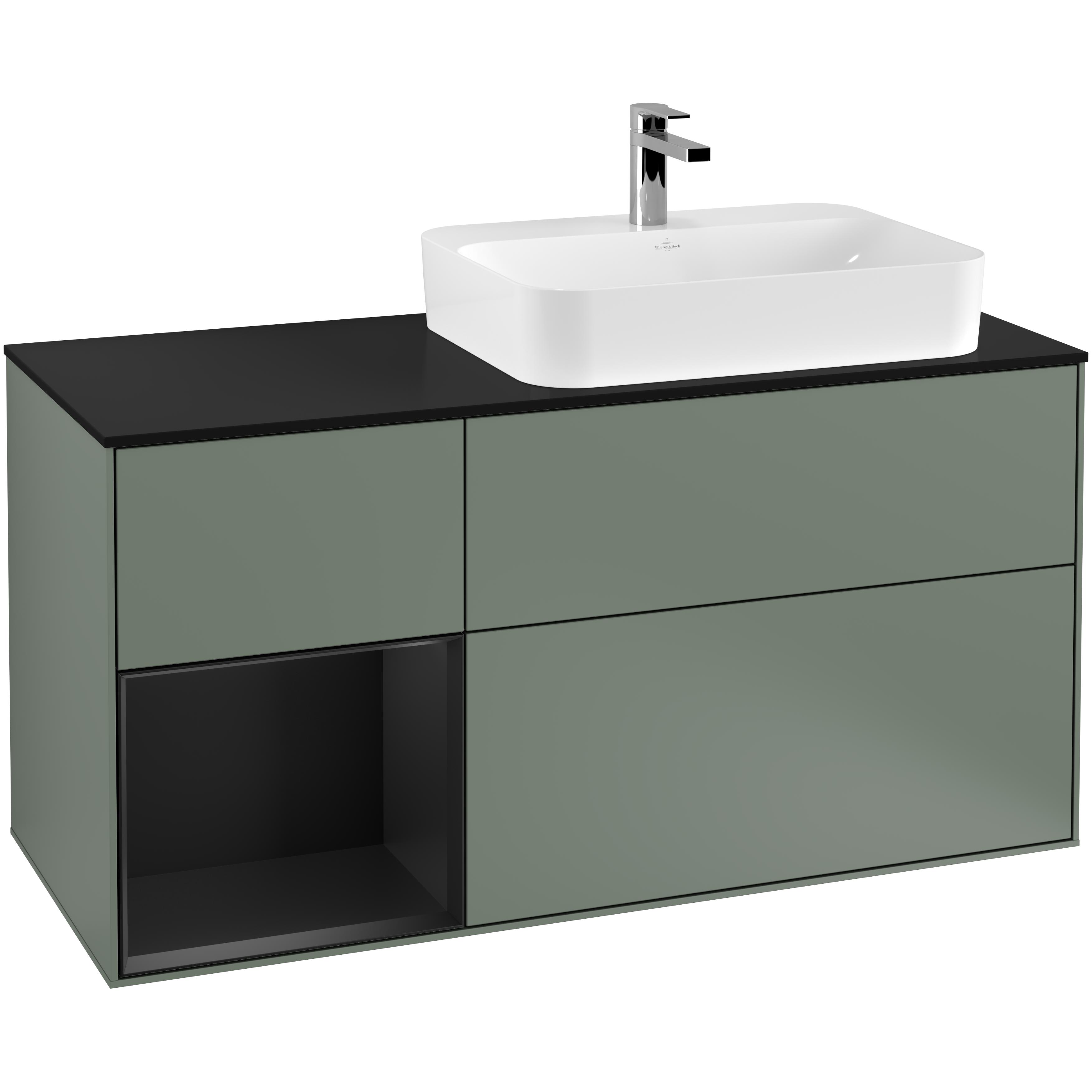 Tvättställsskåp Villeroy & Boch Finion med 3 Lådor Hylla och Bänkskiva för Ocentrerat Ytmonterat Tvättställ | badrum - badrumsmobler - tvattstallsskap-och-kommod | KakelKungen