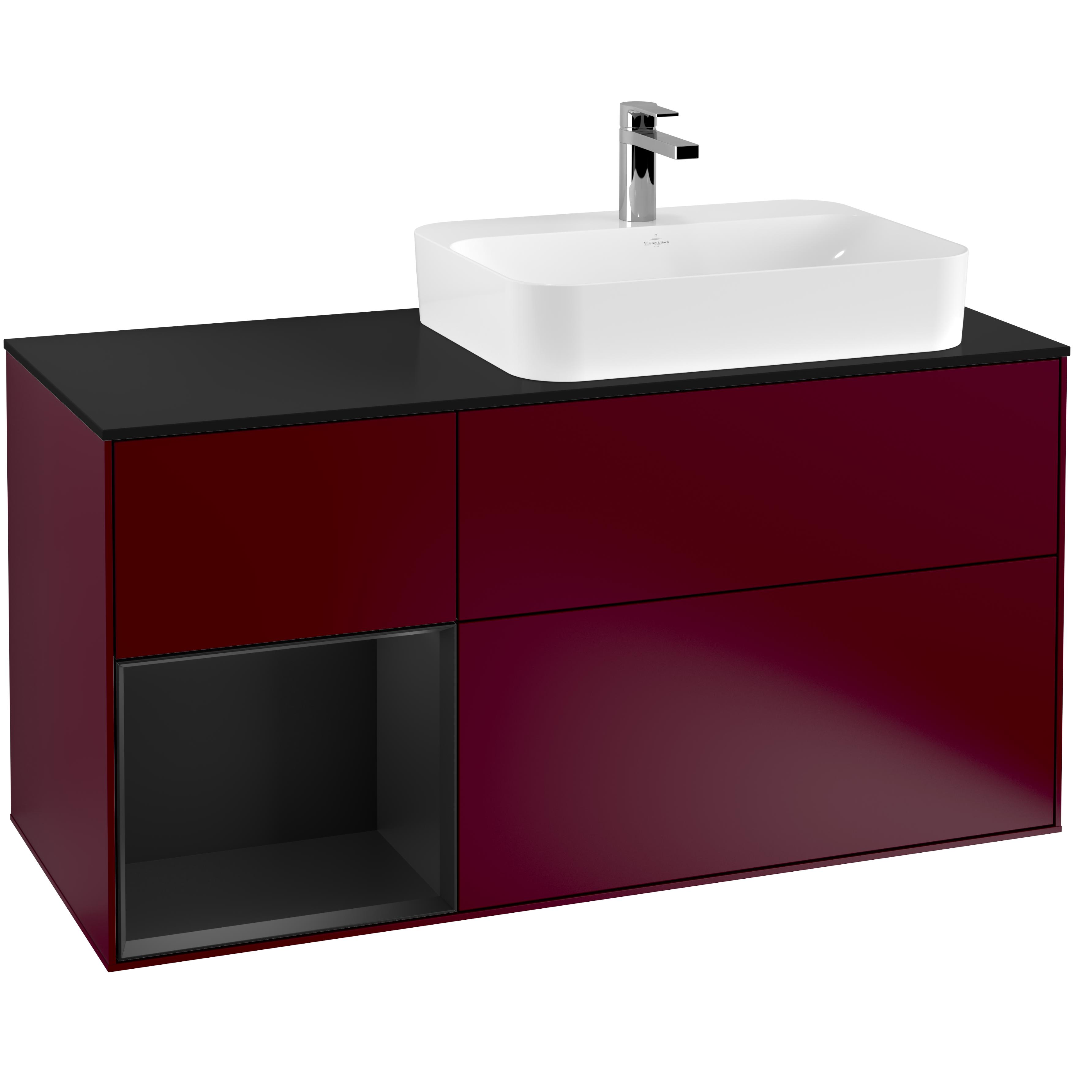 Tvättställsskåp Villeroy & Boch Finion med 3 Lådor Hylla och Bänkskiva för Ocentrerat Ytmonterat Tvättställ | badrum - badrumsmobler - tvattstallsskap-och-kommod | KakelKungen