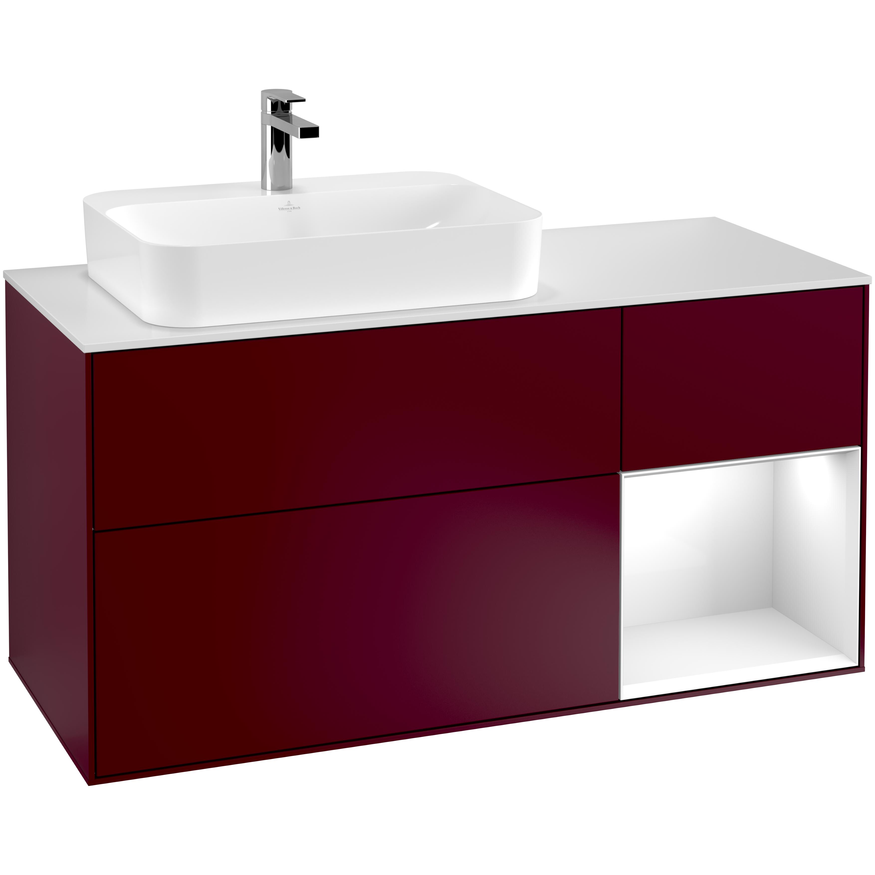 Tvättställsskåp Villeroy & Boch Finion med 3 Lådor Hylla och Bänkskiva för Ocentrerat Ytmonterat Tvättställ | badrum - badrumsmobler - tvattstallsskap-och-kommod | KakelKungen