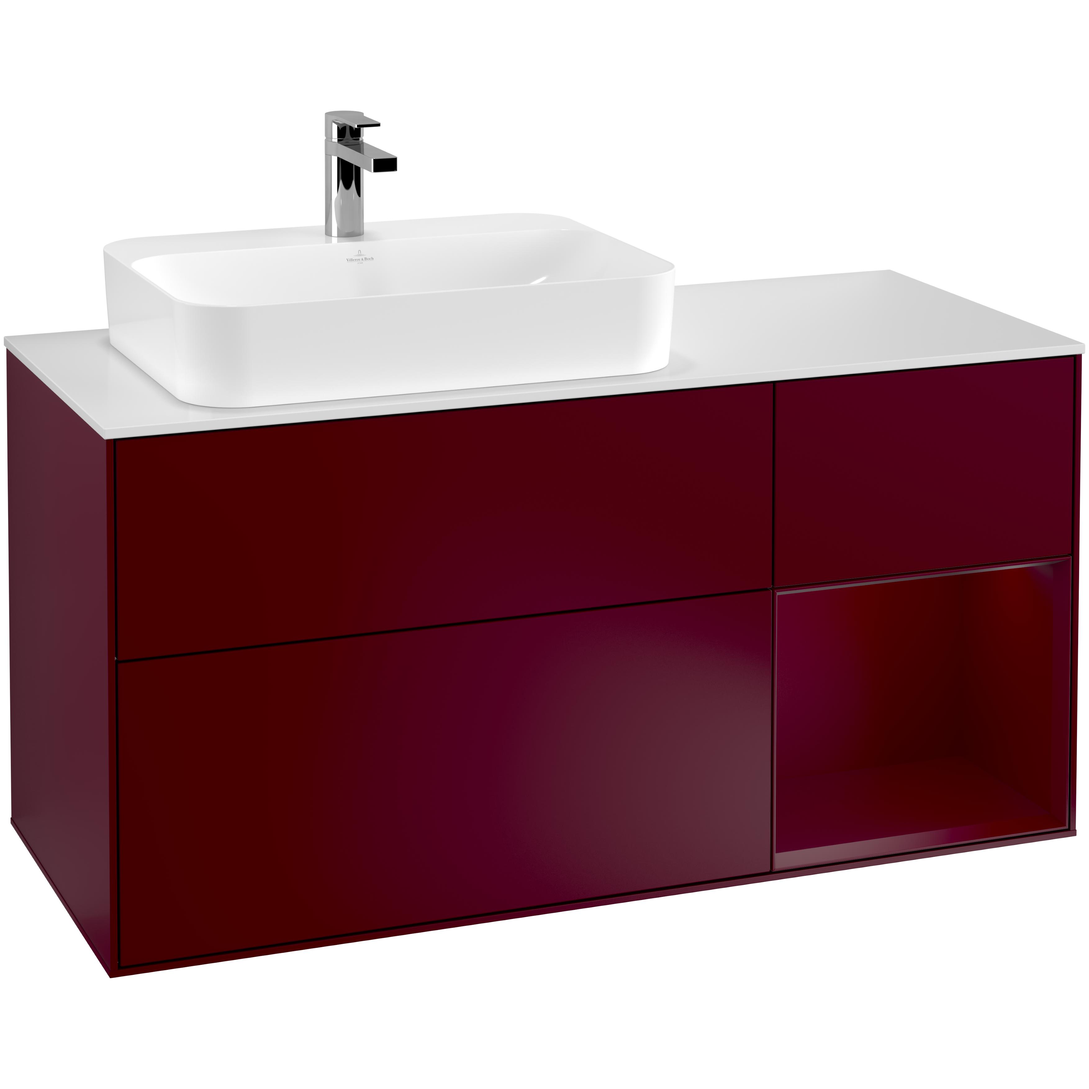 Tvättställsskåp Villeroy & Boch Finion med 3 Lådor Hylla och Bänkskiva för Ocentrerat Ytmonterat Tvättställ | badrum - badrumsmobler - tvattstallsskap-och-kommod | KakelKungen